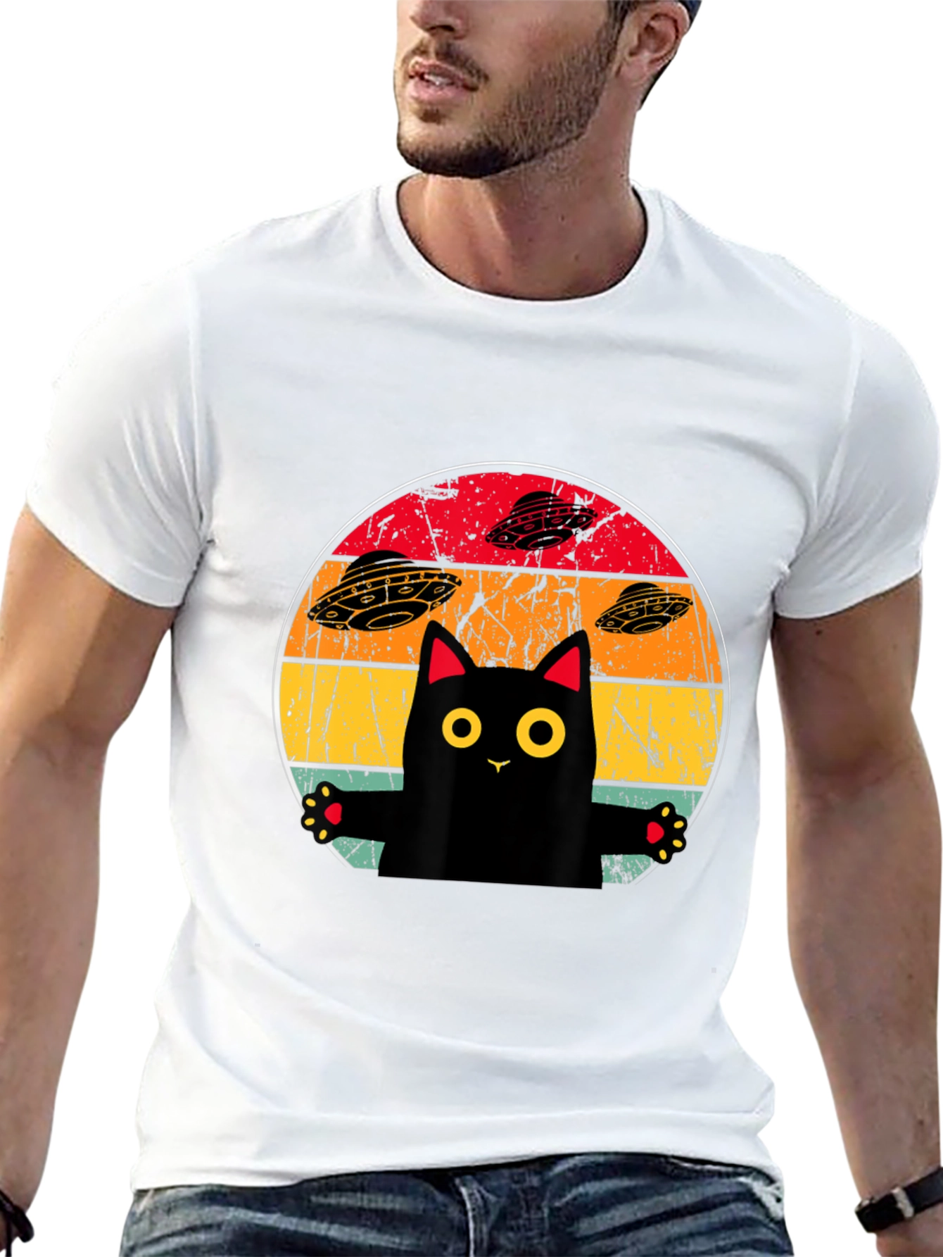 Retro Cat UFO T-Shirt