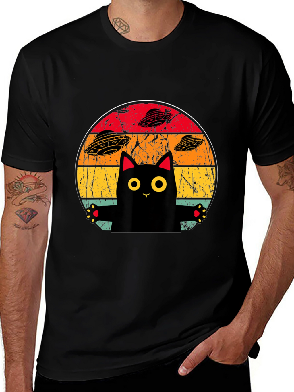 Retro Cat UFO T-Shirt