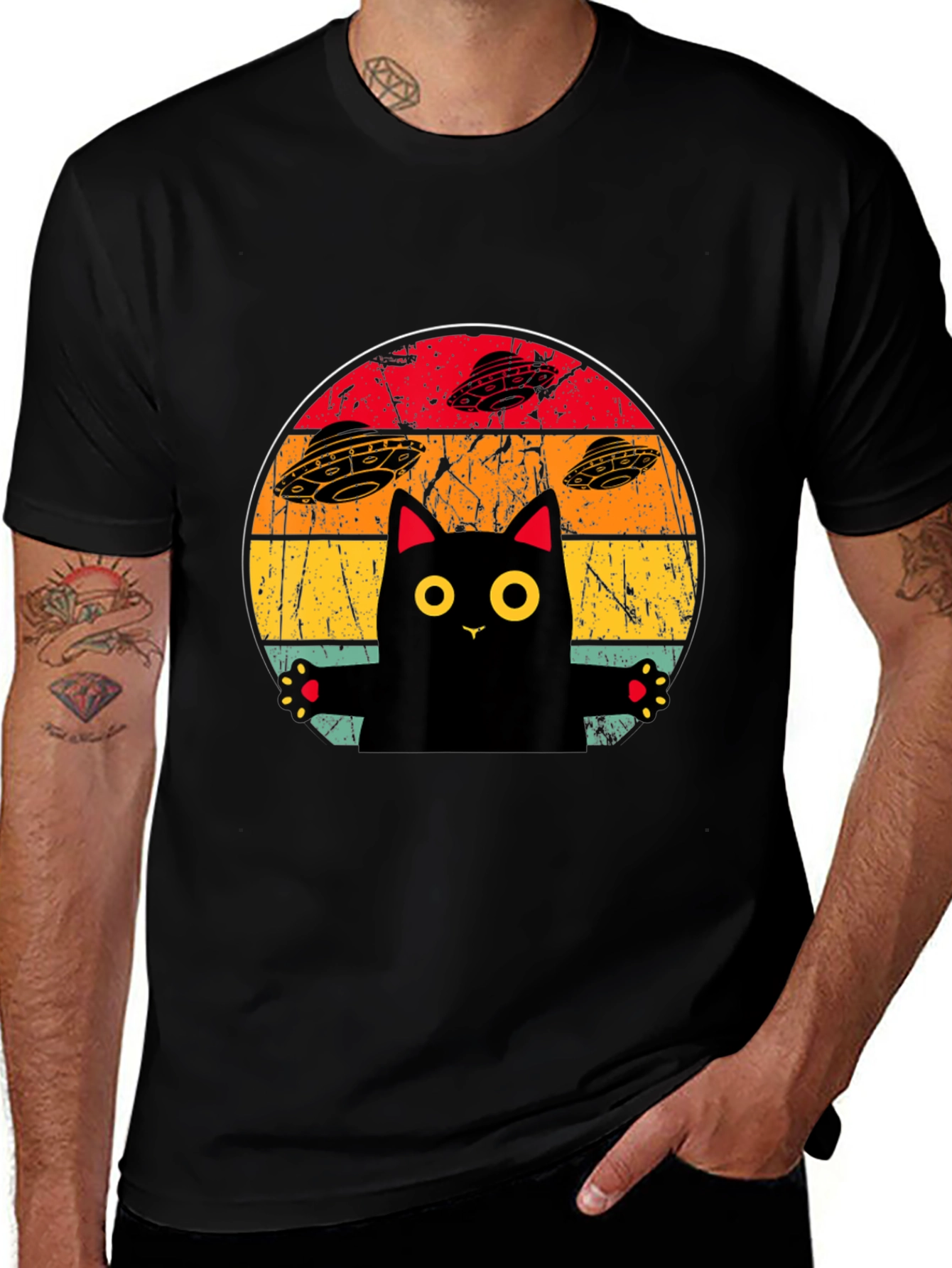 Retro Cat UFO T-Shirt