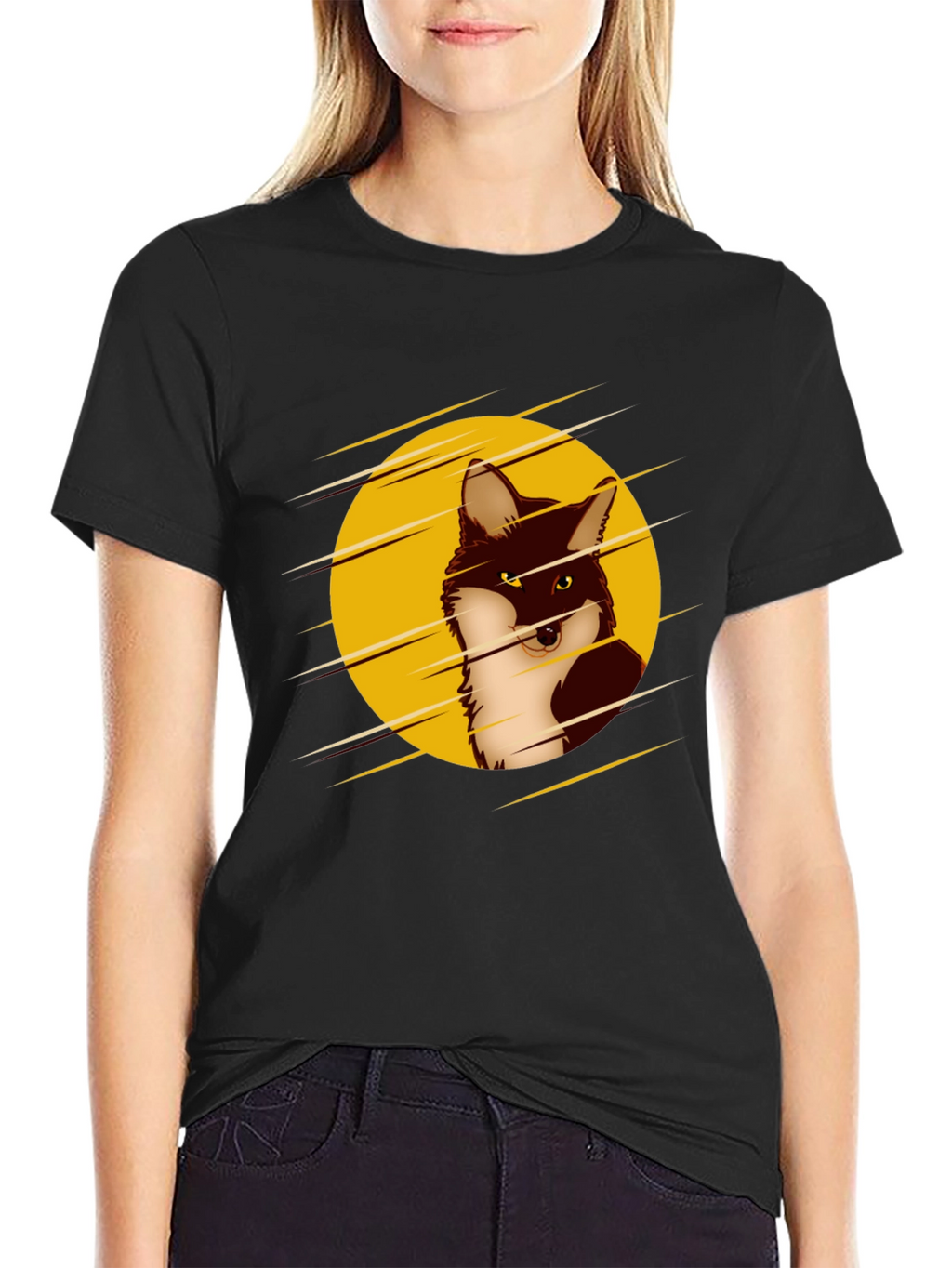 Cool Fox Graphic Black T-Shirt