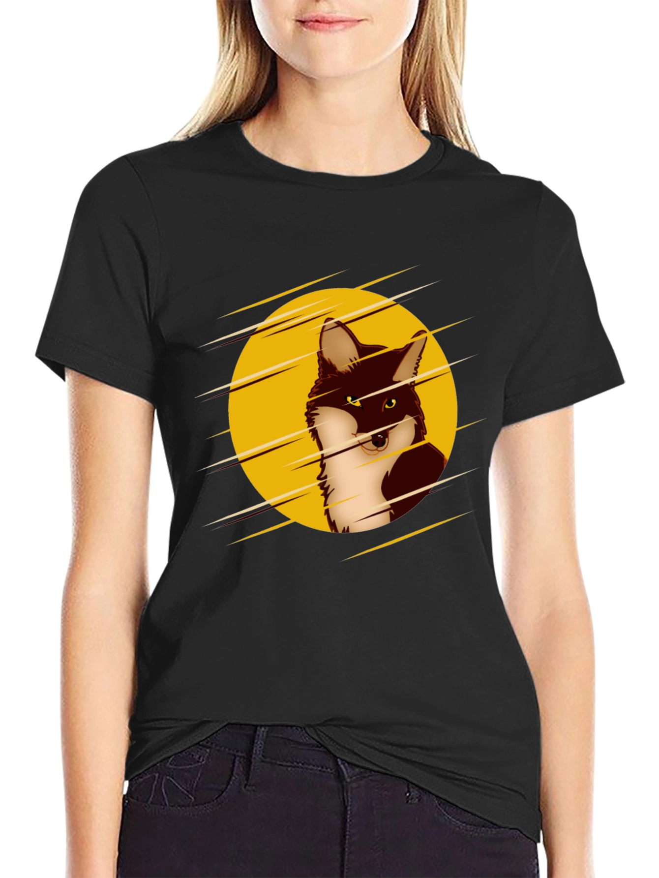 Cool Fox Graphic Black T-Shirt