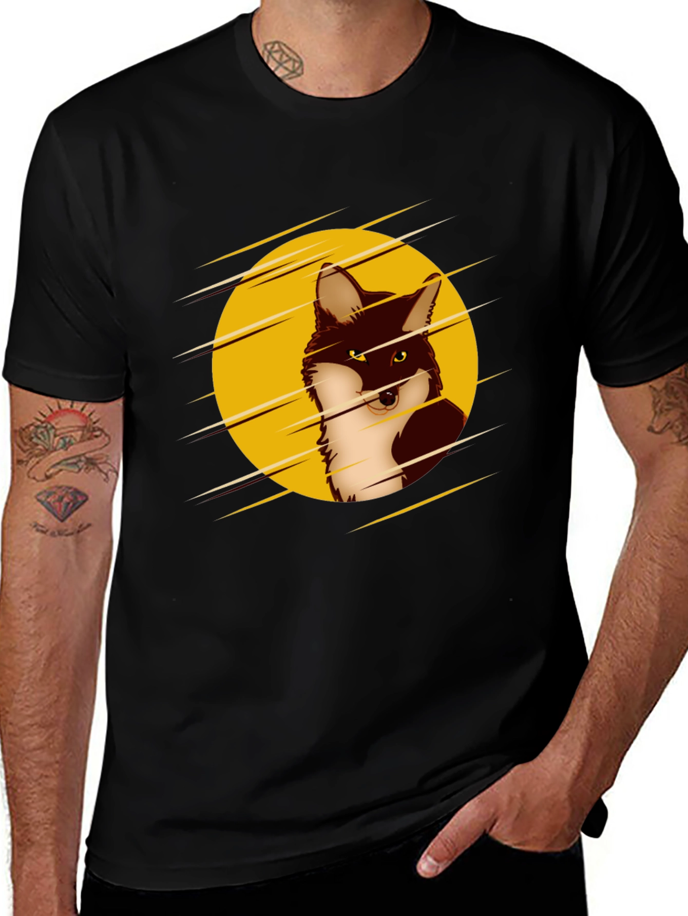 Cool Fox Graphic Black T-Shirt