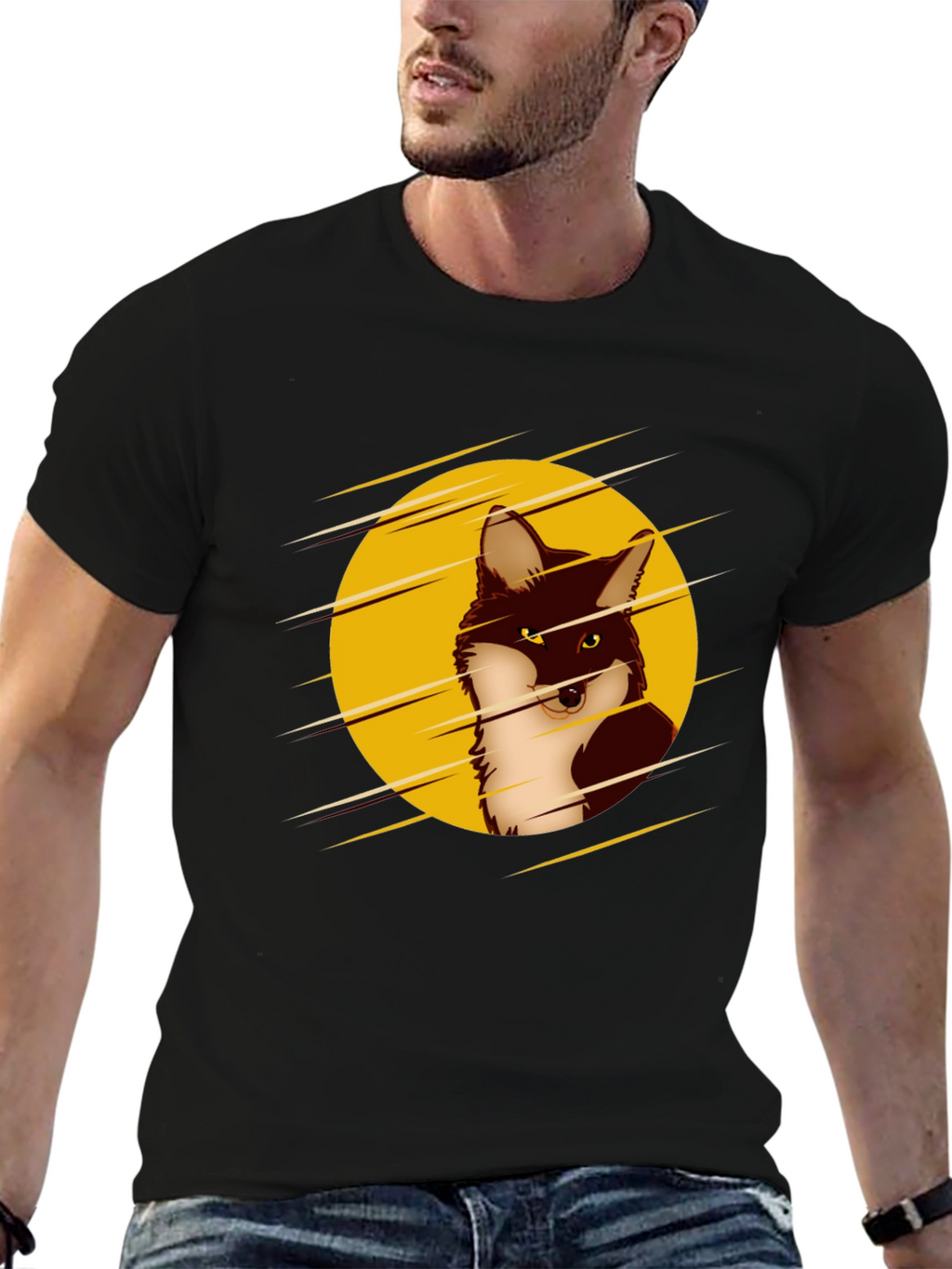 Cool Fox Graphic Black T-Shirt