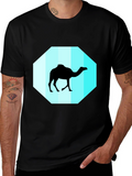 Mens Black T-Shirt with Camel Graphic