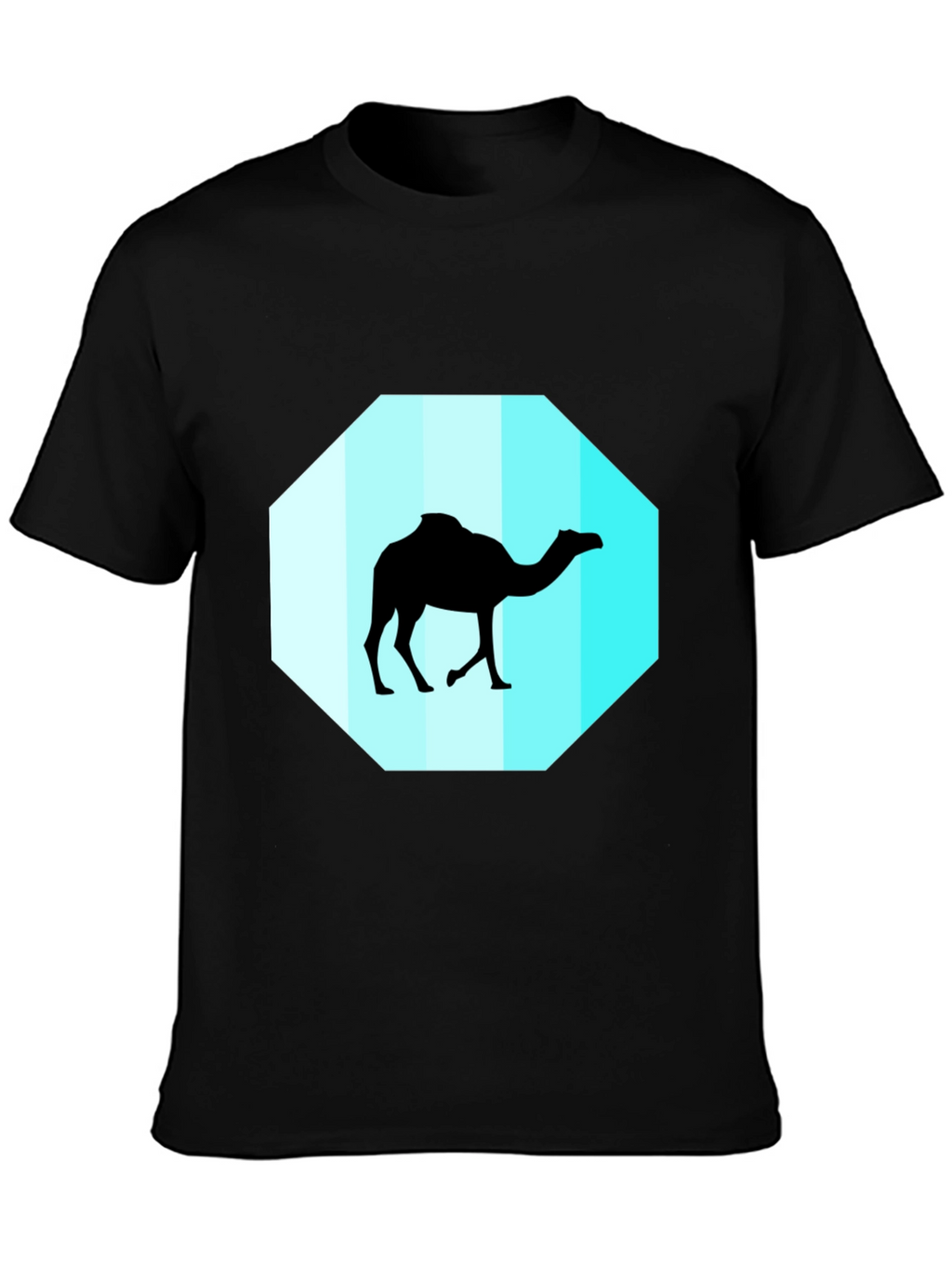 Mens Black T-Shirt with Camel Graphic