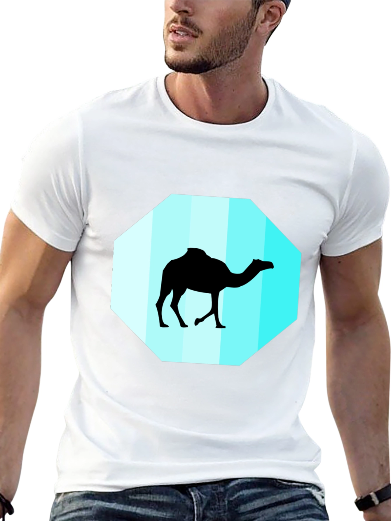 Mens Black T-Shirt with Camel Graphic