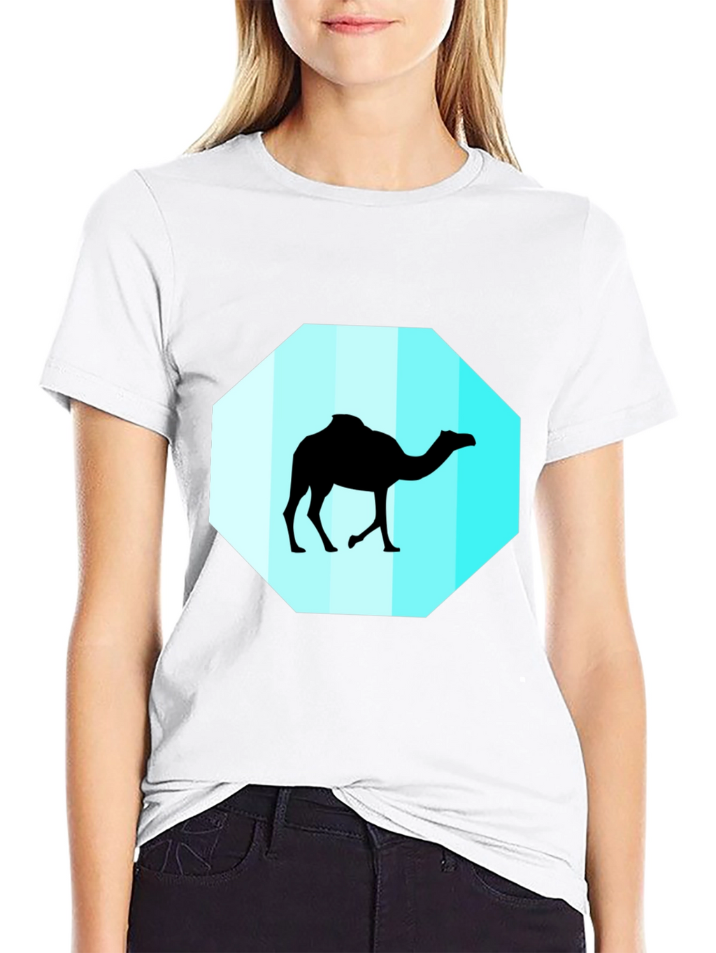 Mens Black T-Shirt with Camel Graphic
