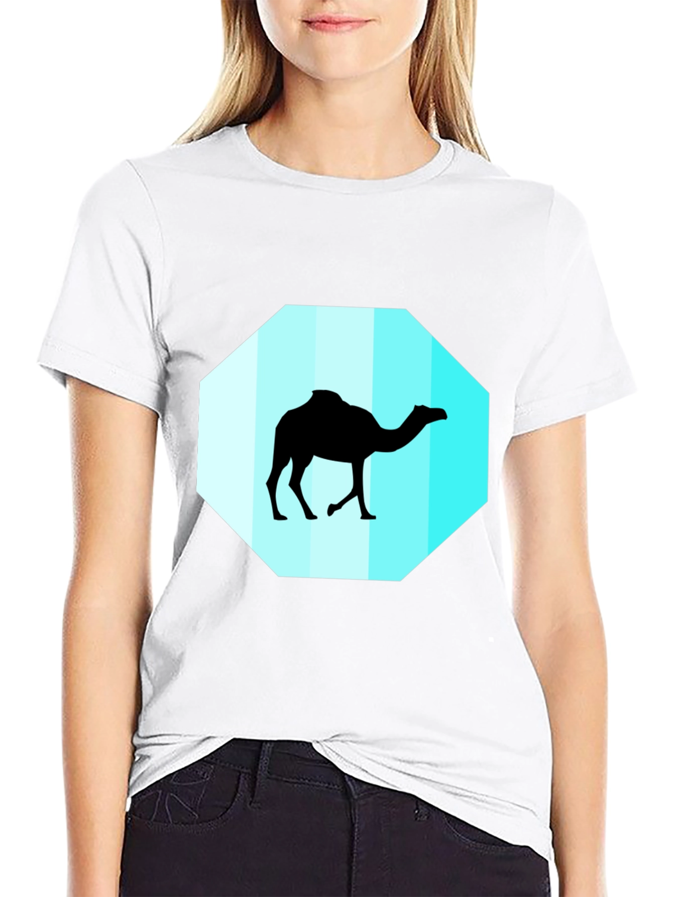 Mens Black T-Shirt with Camel Graphic