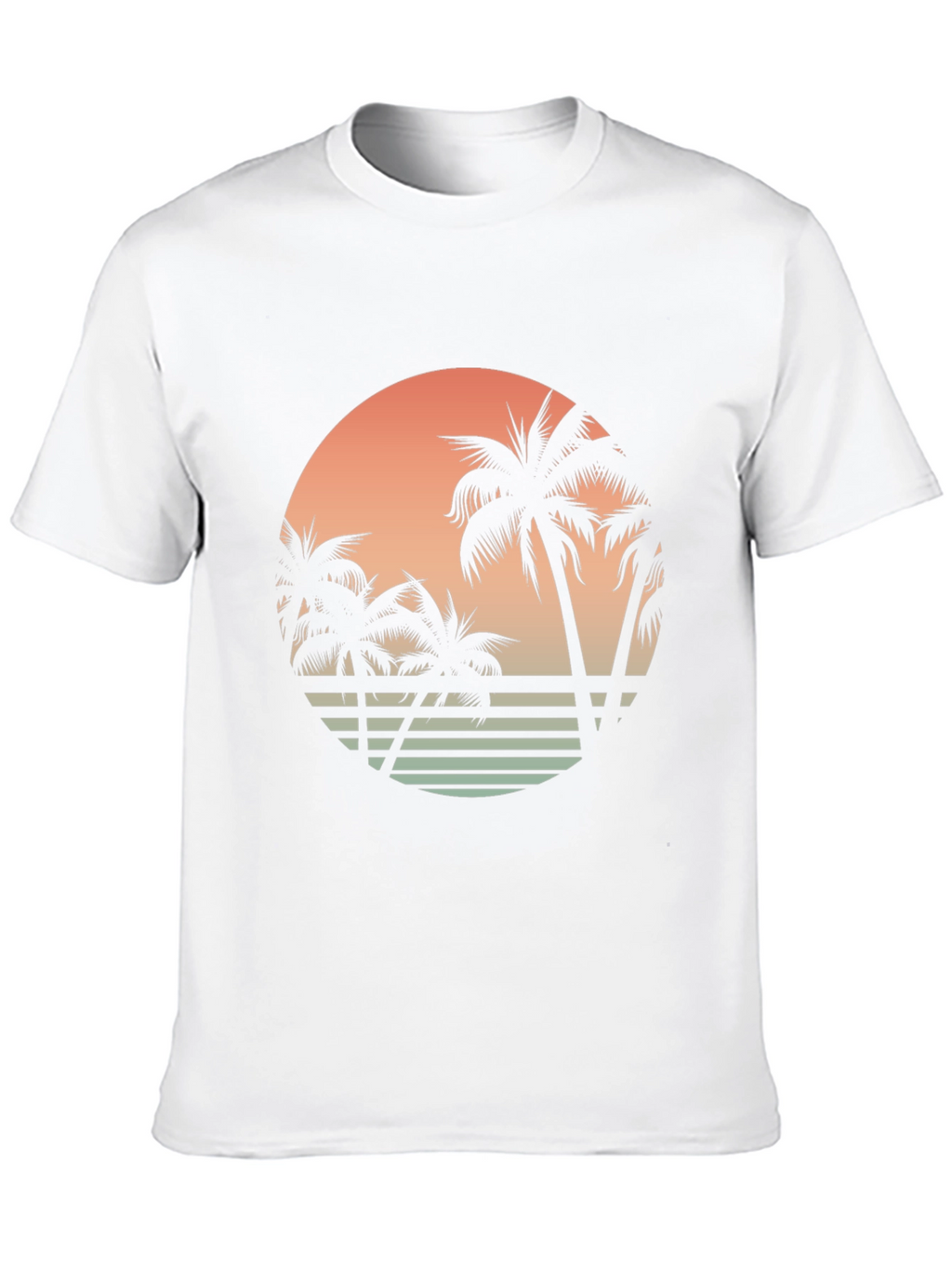 Retro Sunset Palm Tree Graphic Tee - Black