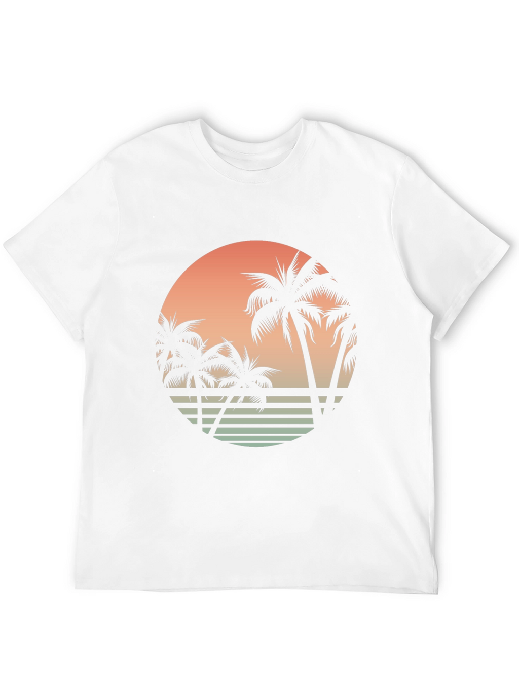 Retro Sunset Palm Tree Graphic Tee - Black