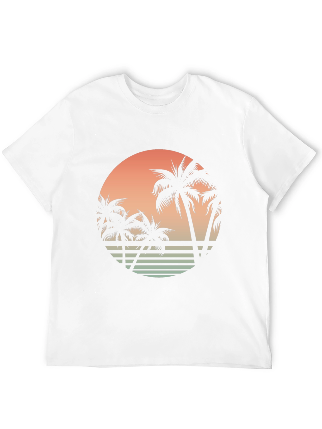 Retro Sunset Palm Tree Graphic Tee - Black