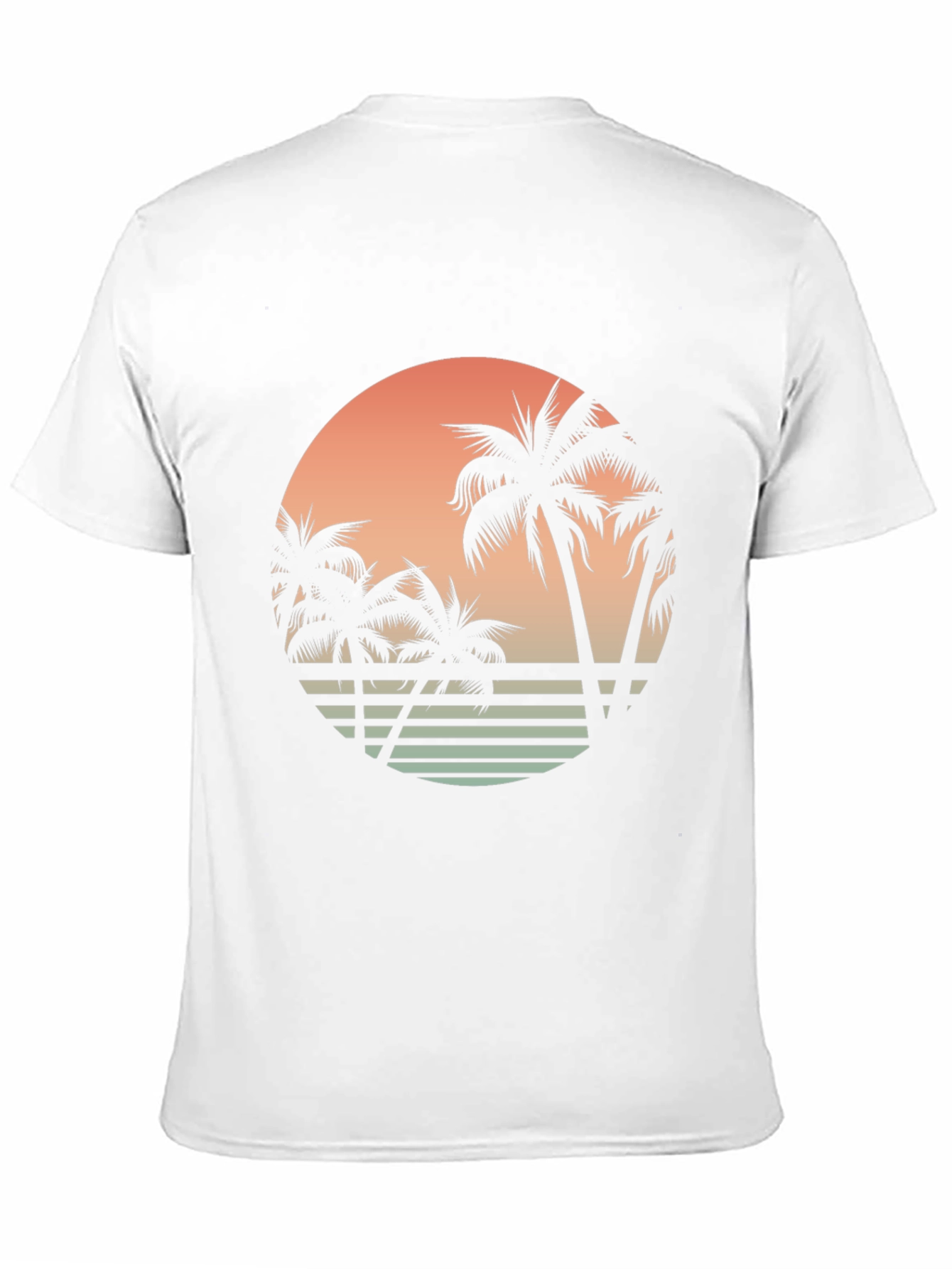 Retro Sunset Palm Tree Graphic Tee - Black