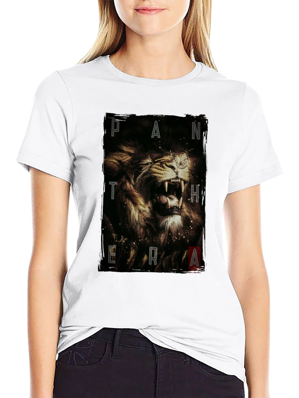 Pantera Lion Graphic Tee - Black Cotton T-Shirt