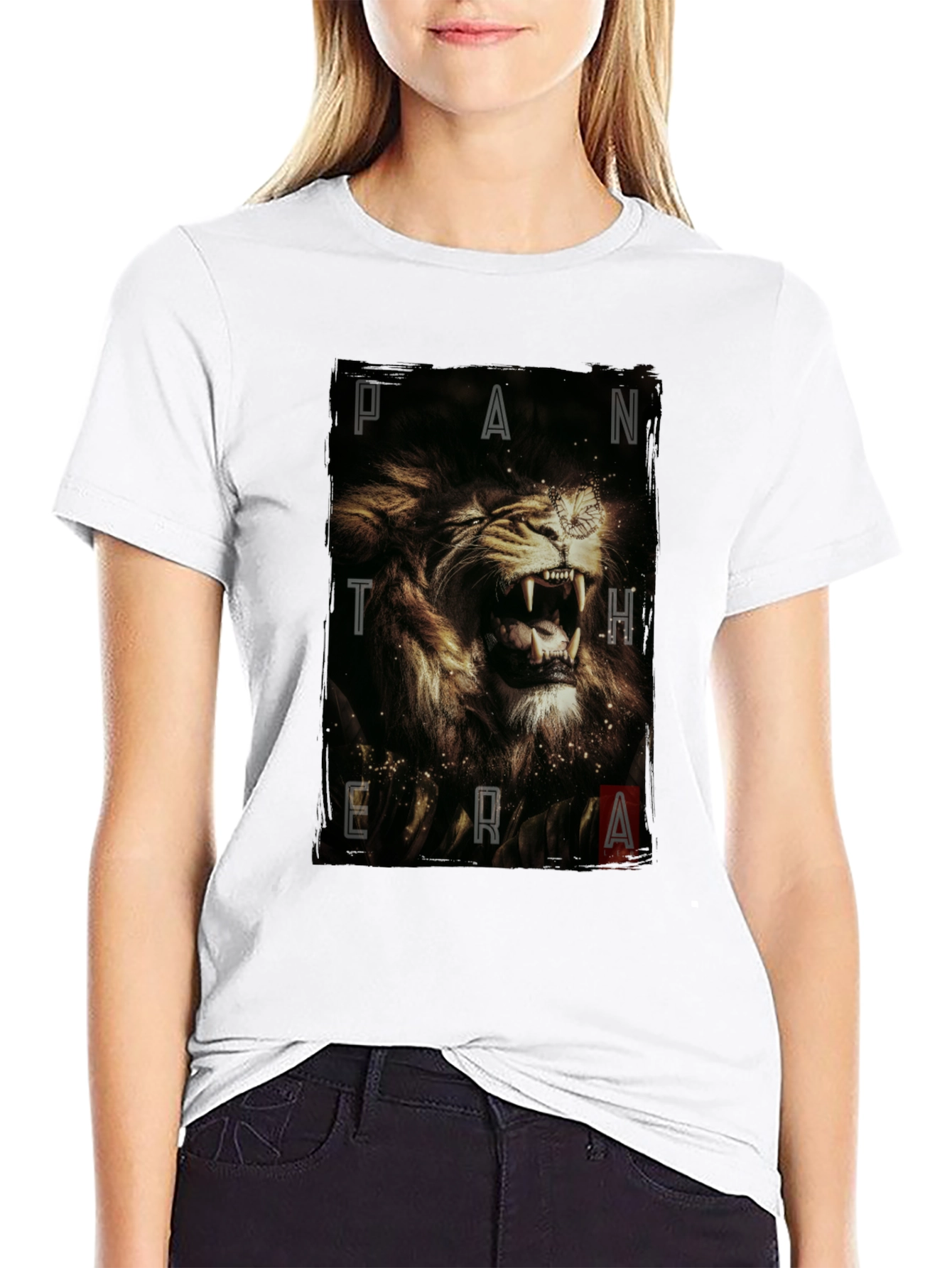 Pantera Lion Graphic Tee - Black Cotton T-Shirt