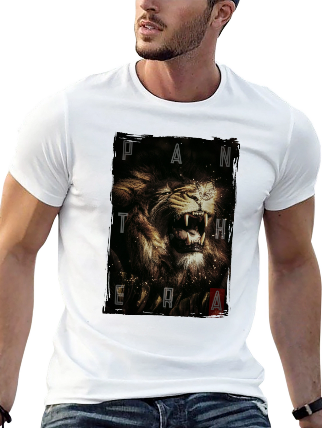 Pantera Lion Graphic Tee - Black Cotton T-Shirt