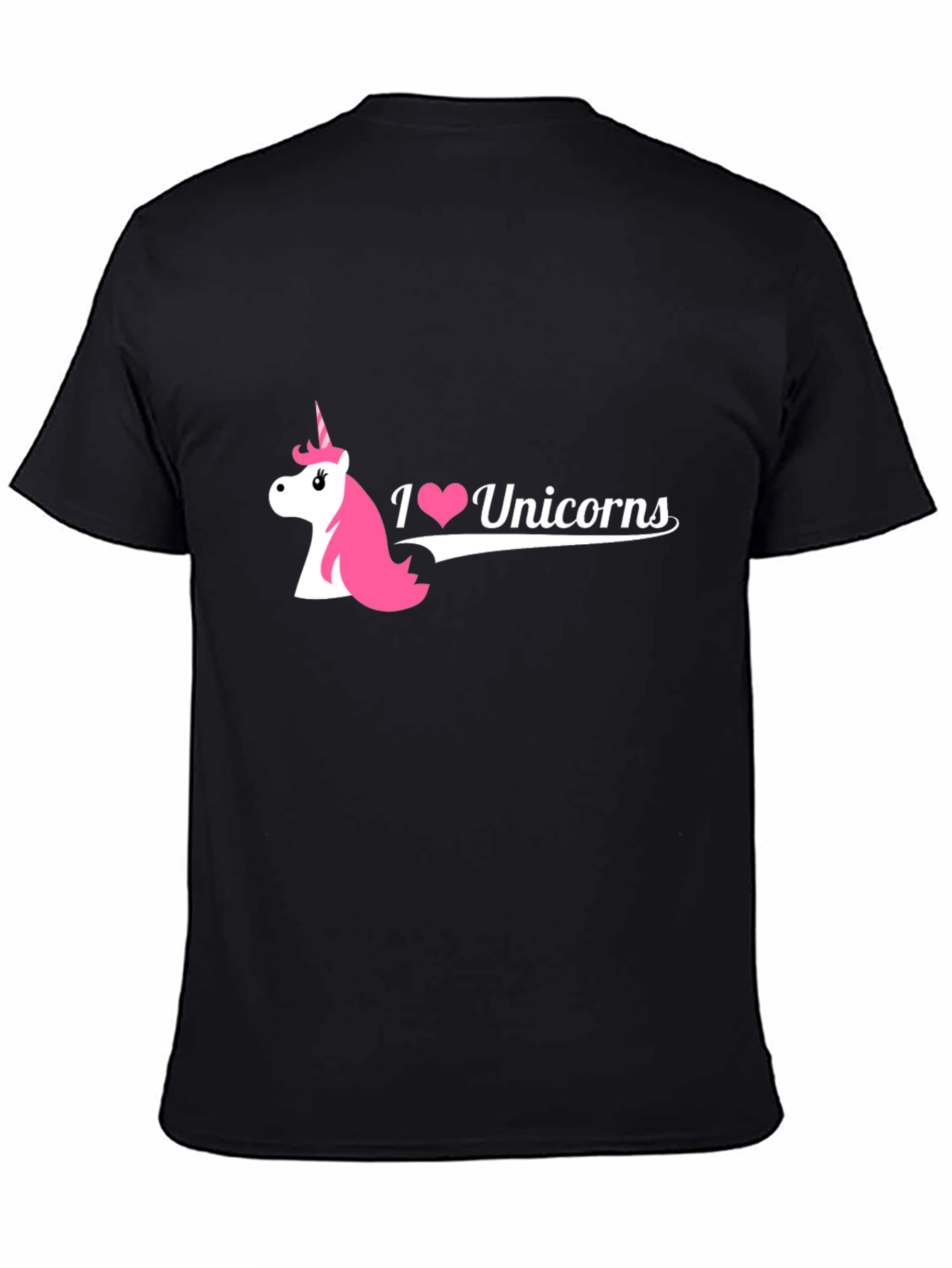 I Love Unicorns Graphic Tee - Black Cotton Blend T-Shirt
