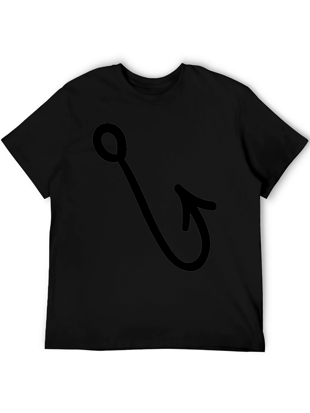 Fishing Hook Graphic Tee - Black Cotton T-Shirt