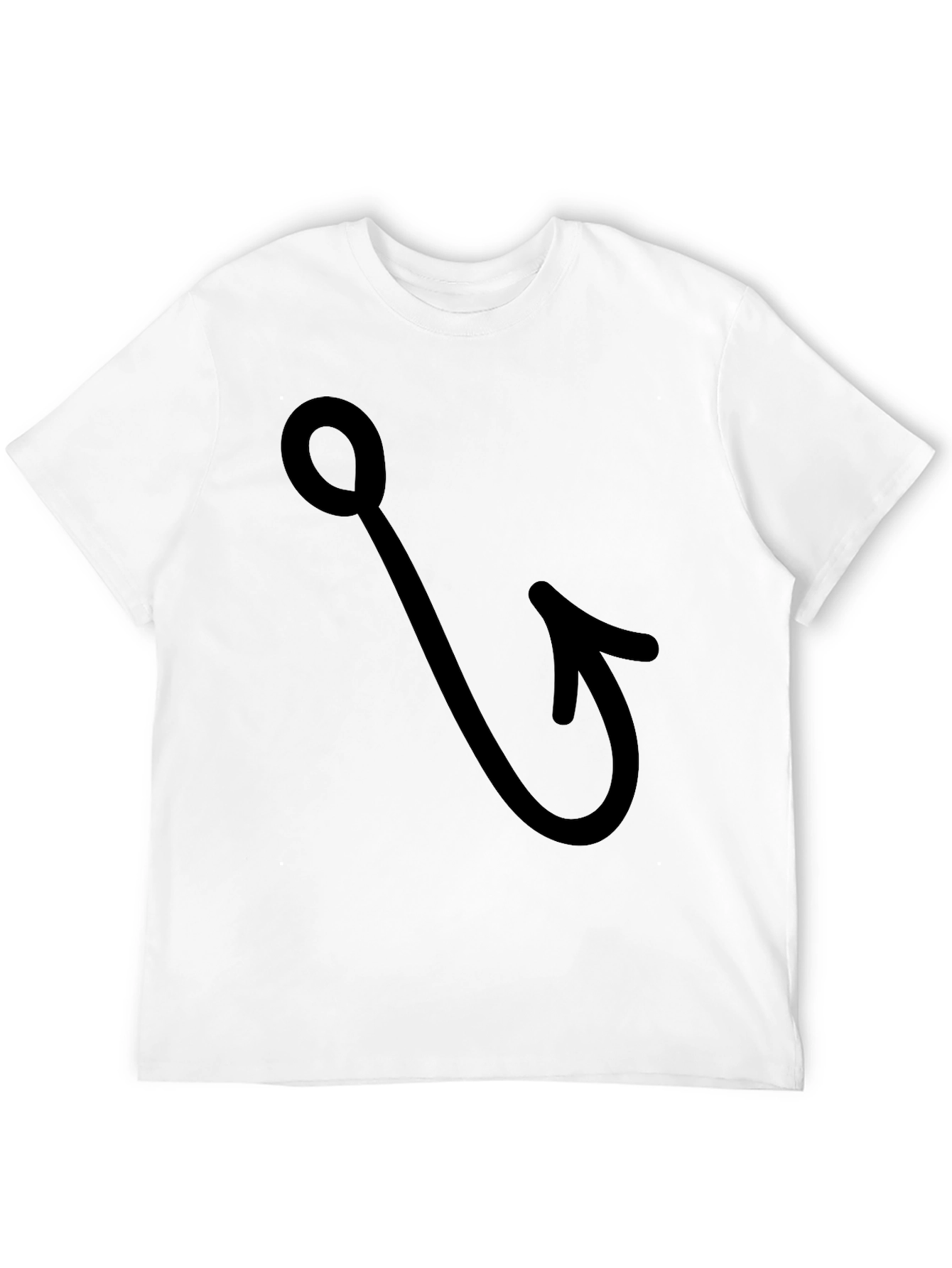 Fishing Hook Graphic Tee - Black Cotton T-Shirt