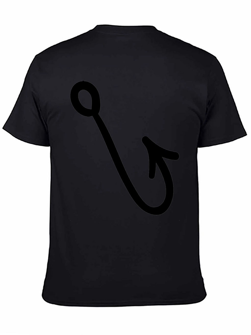Fishing Hook Graphic Tee - Black Cotton T-Shirt