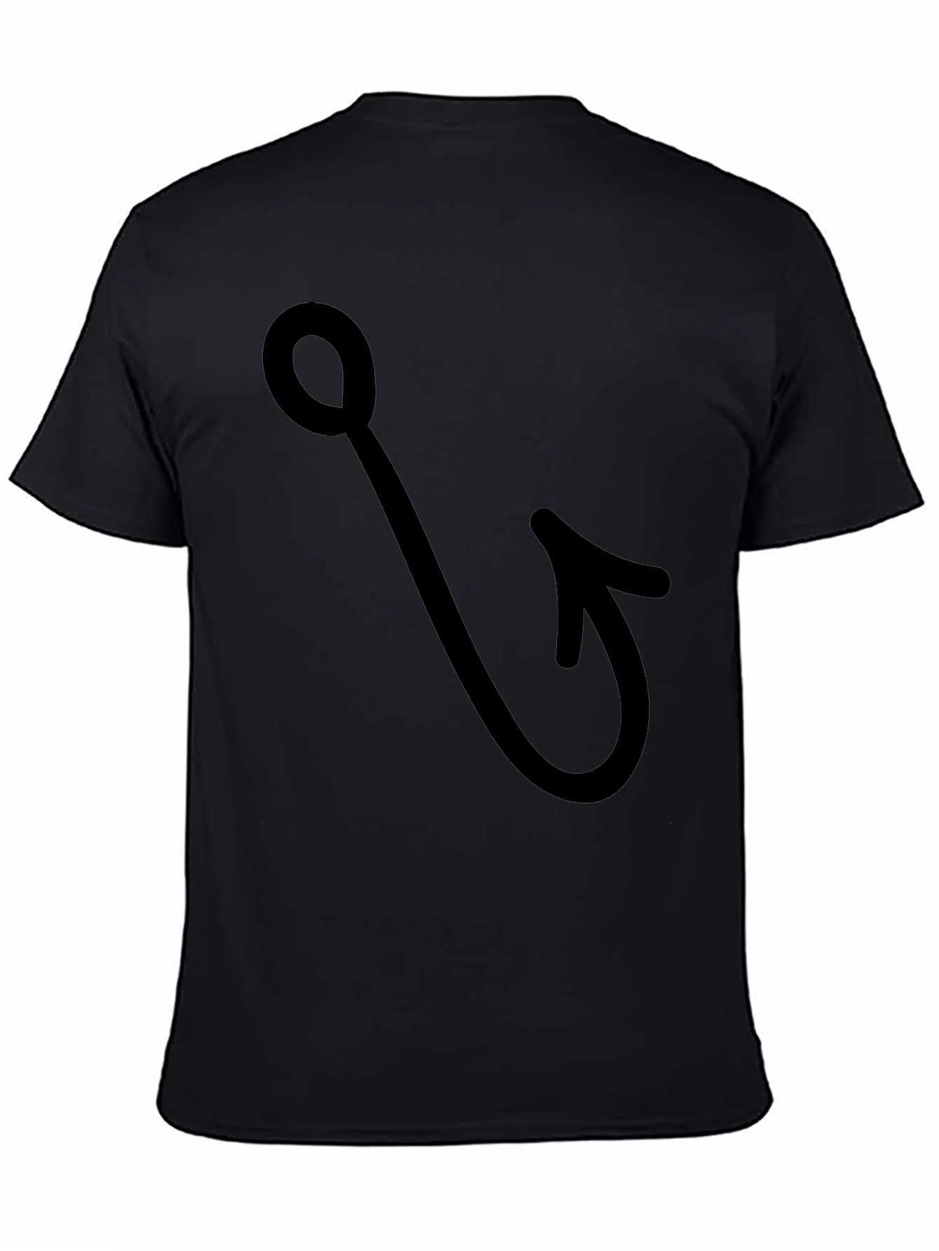 Fishing Hook Graphic Tee - Black Cotton T-Shirt