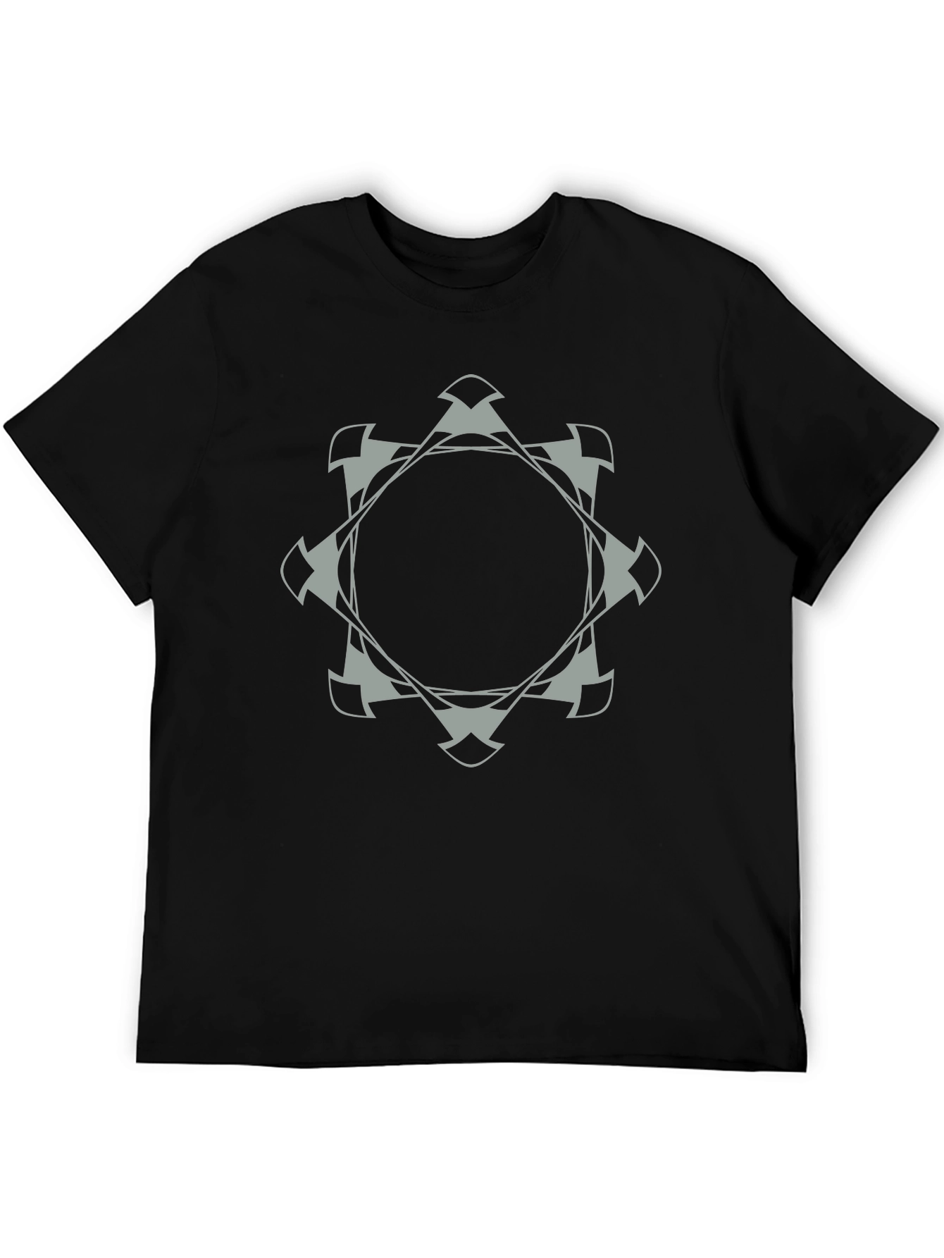 Geometric Emblem Tee - Modern Black Cotton T-Shirt