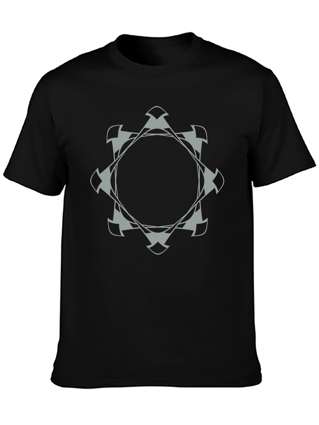 Geometric Emblem Tee - Modern Black Cotton T-Shirt