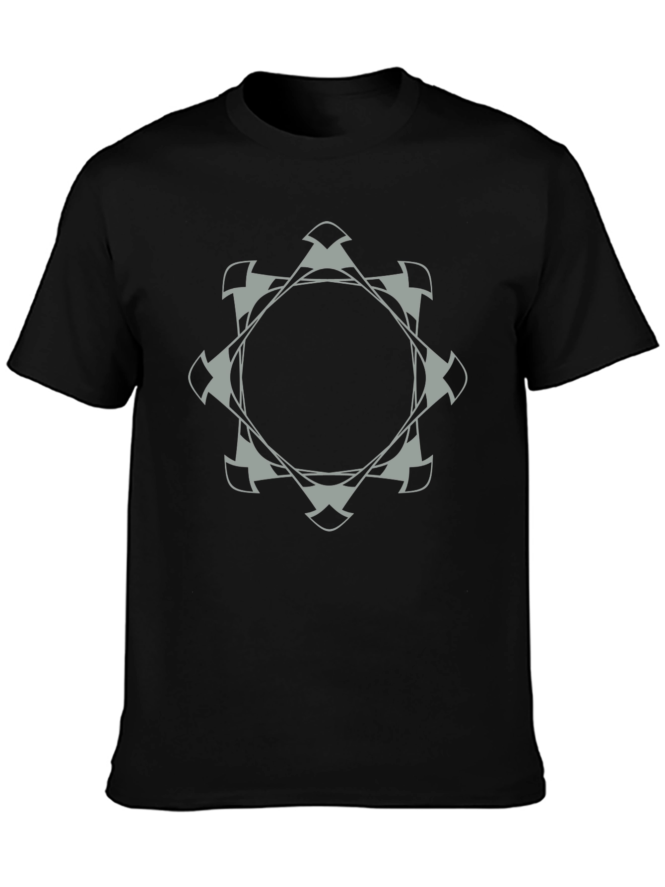Geometric Emblem Tee - Modern Black Cotton T-Shirt
