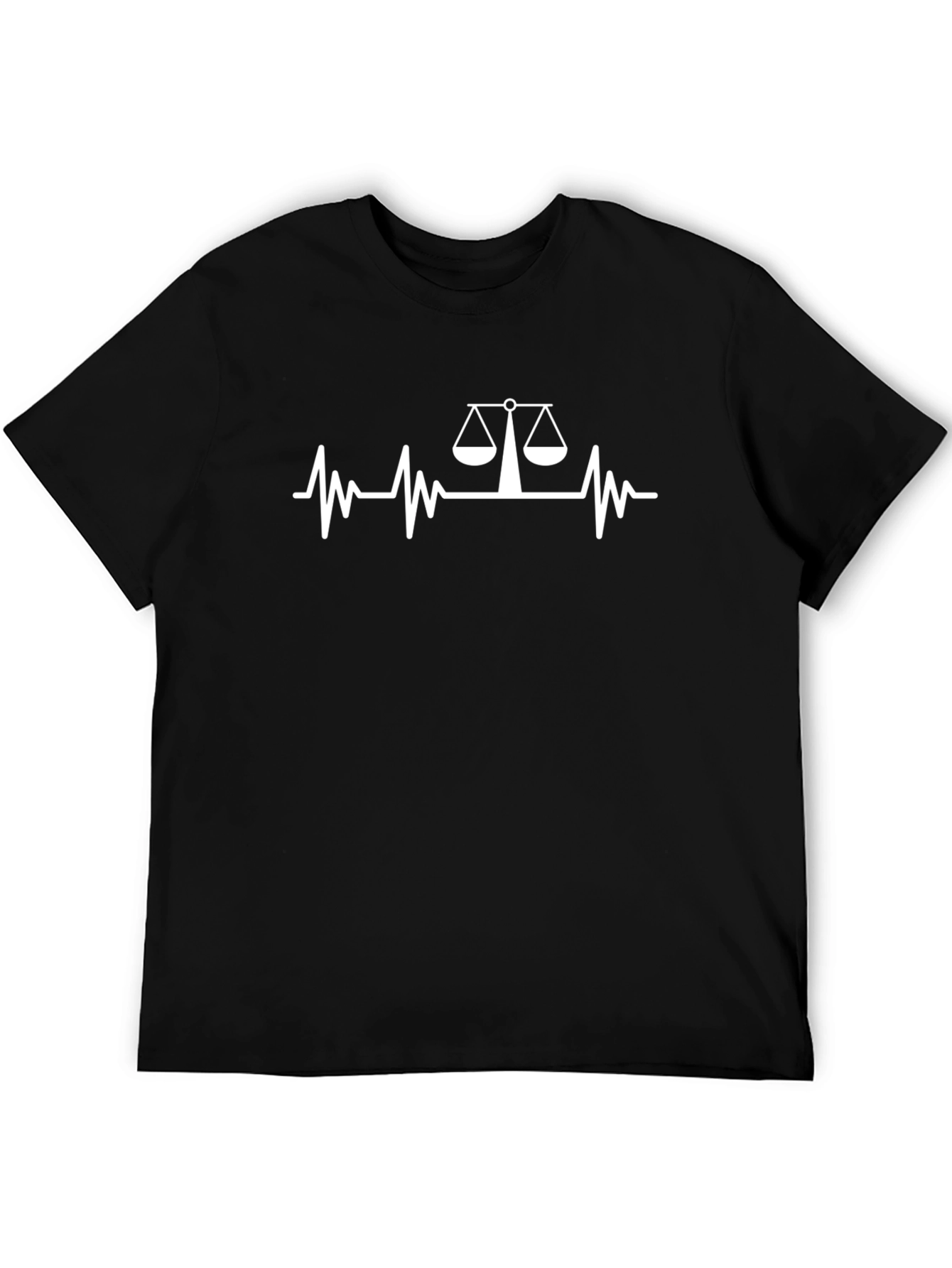 Lawyer Scales Heartbeat Graphic Tee - Black Cotton T-Shirt