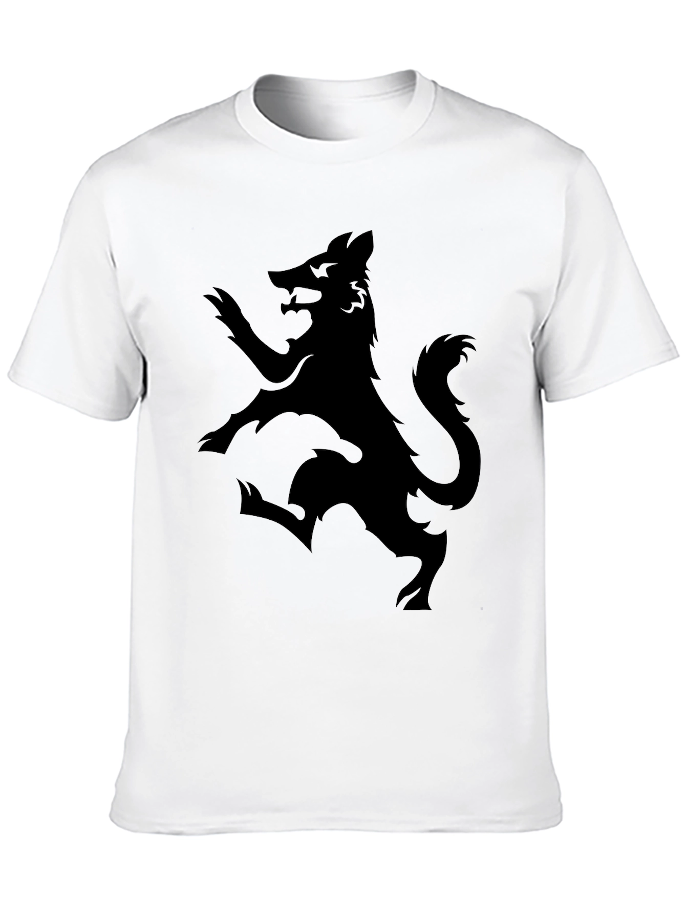 Black Wolf Rampant Graphic T-Shirt - Mens Fashion Tee