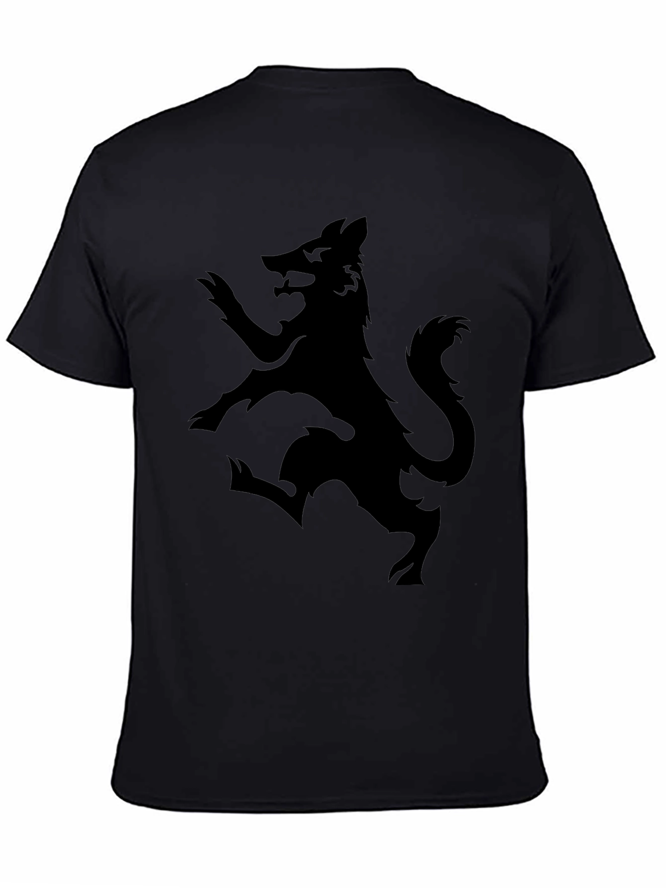 Black Wolf Rampant Graphic T-Shirt - Mens Fashion Tee