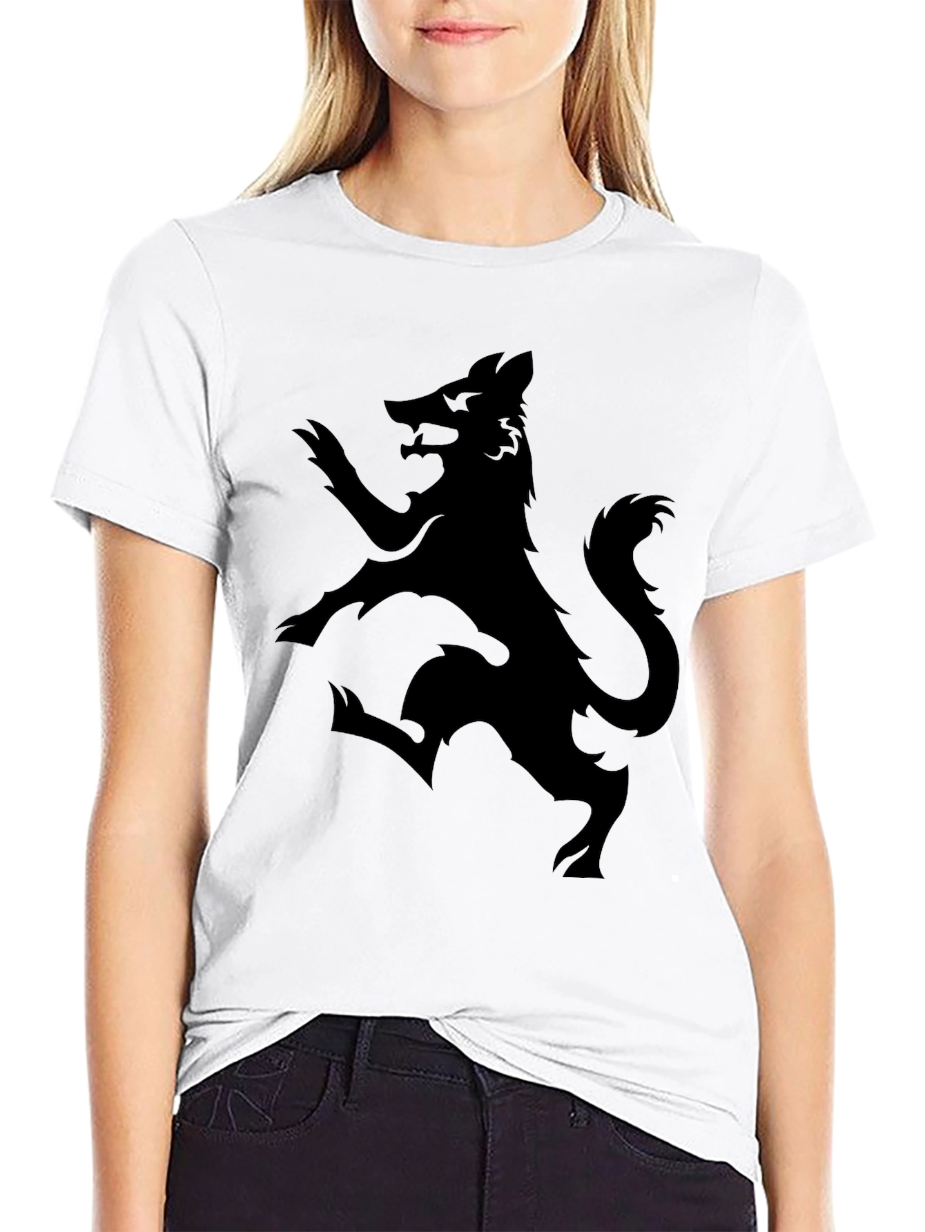Black Wolf Rampant Graphic T-Shirt - Mens Fashion Tee