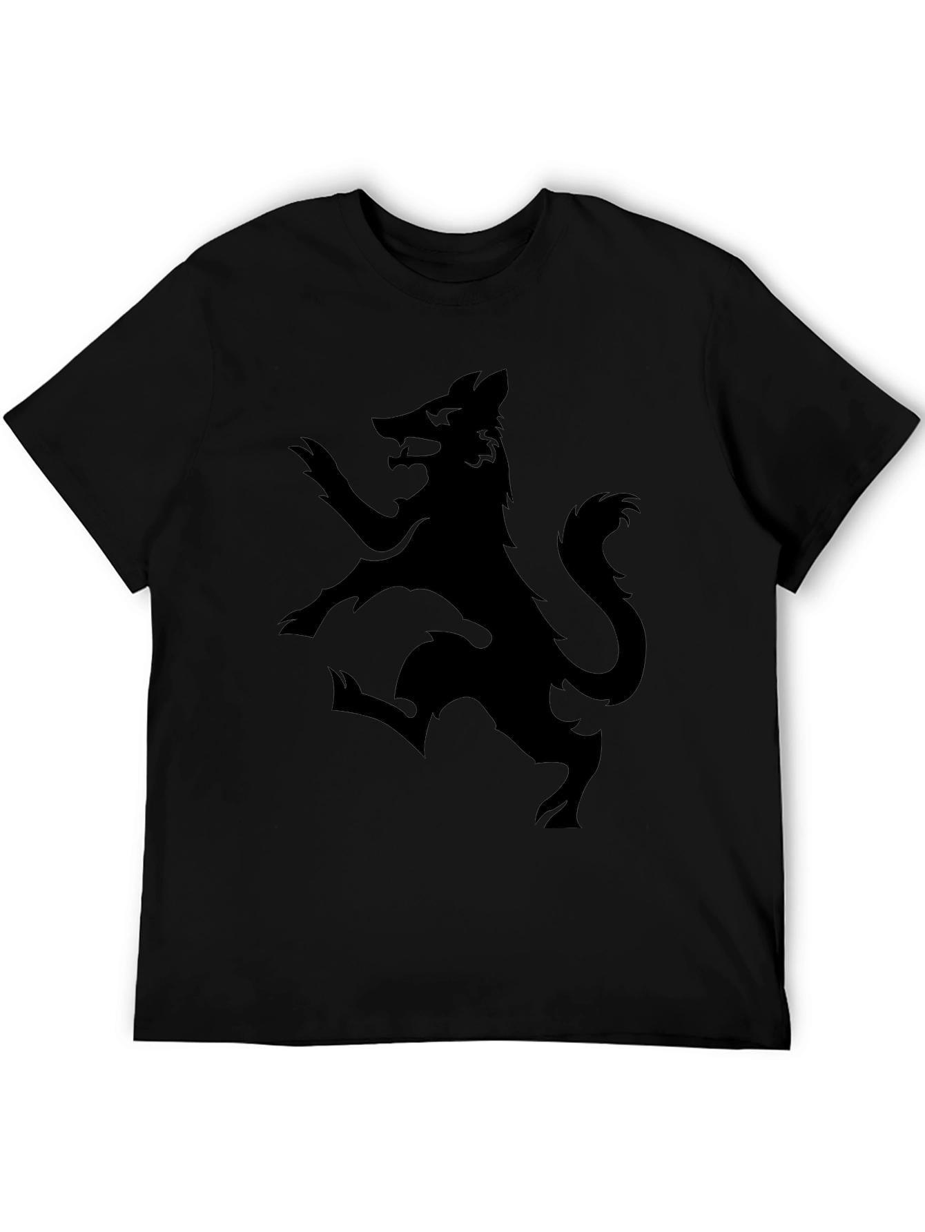 Black Wolf Rampant Graphic T-Shirt - Mens Fashion Tee