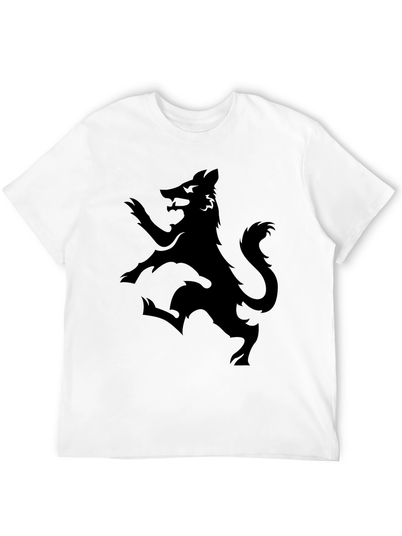 Black Wolf Rampant Graphic T-Shirt - Mens Fashion Tee