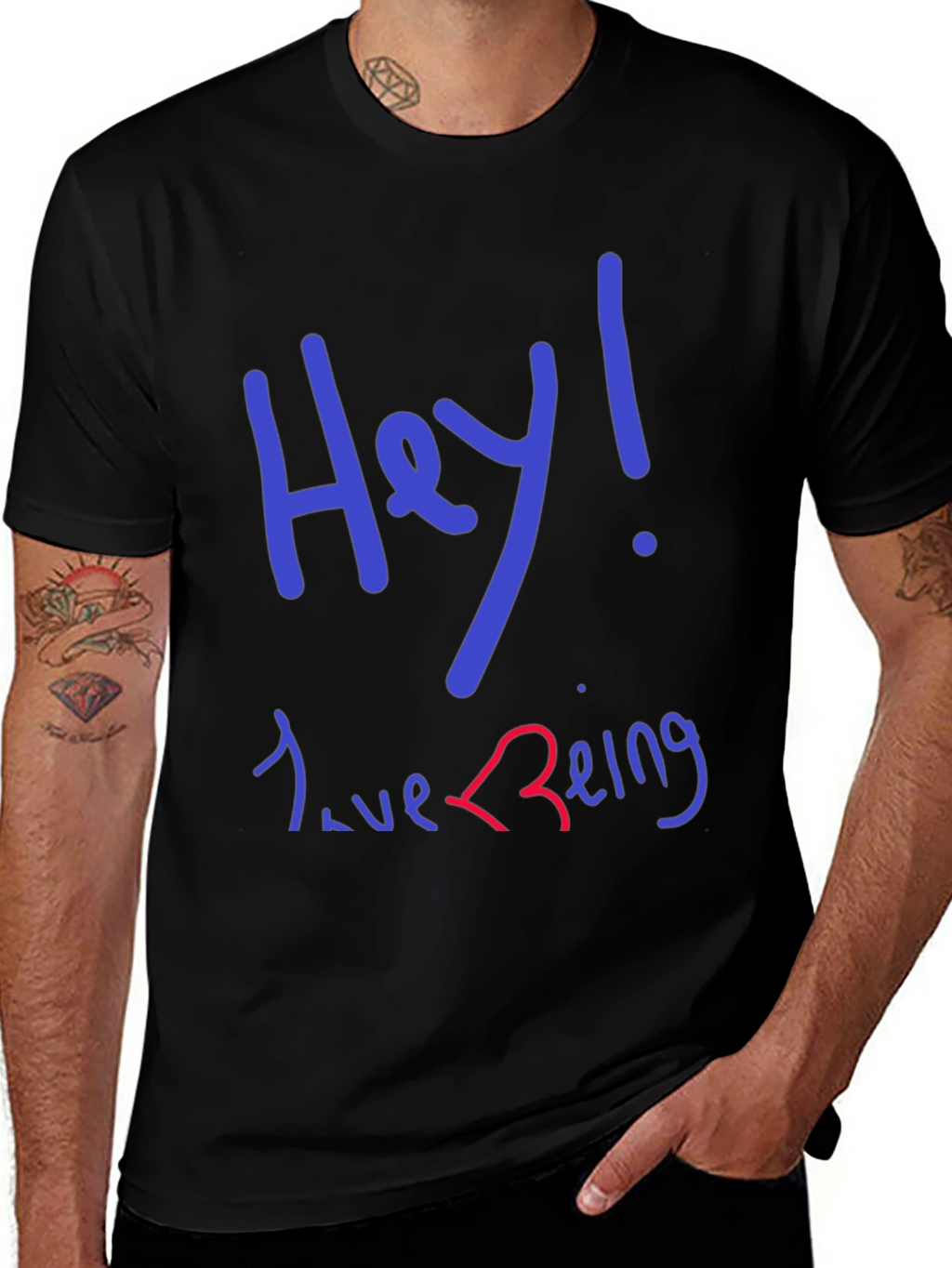 Hey! Love Being T-Shirt - Black Graphic Tee