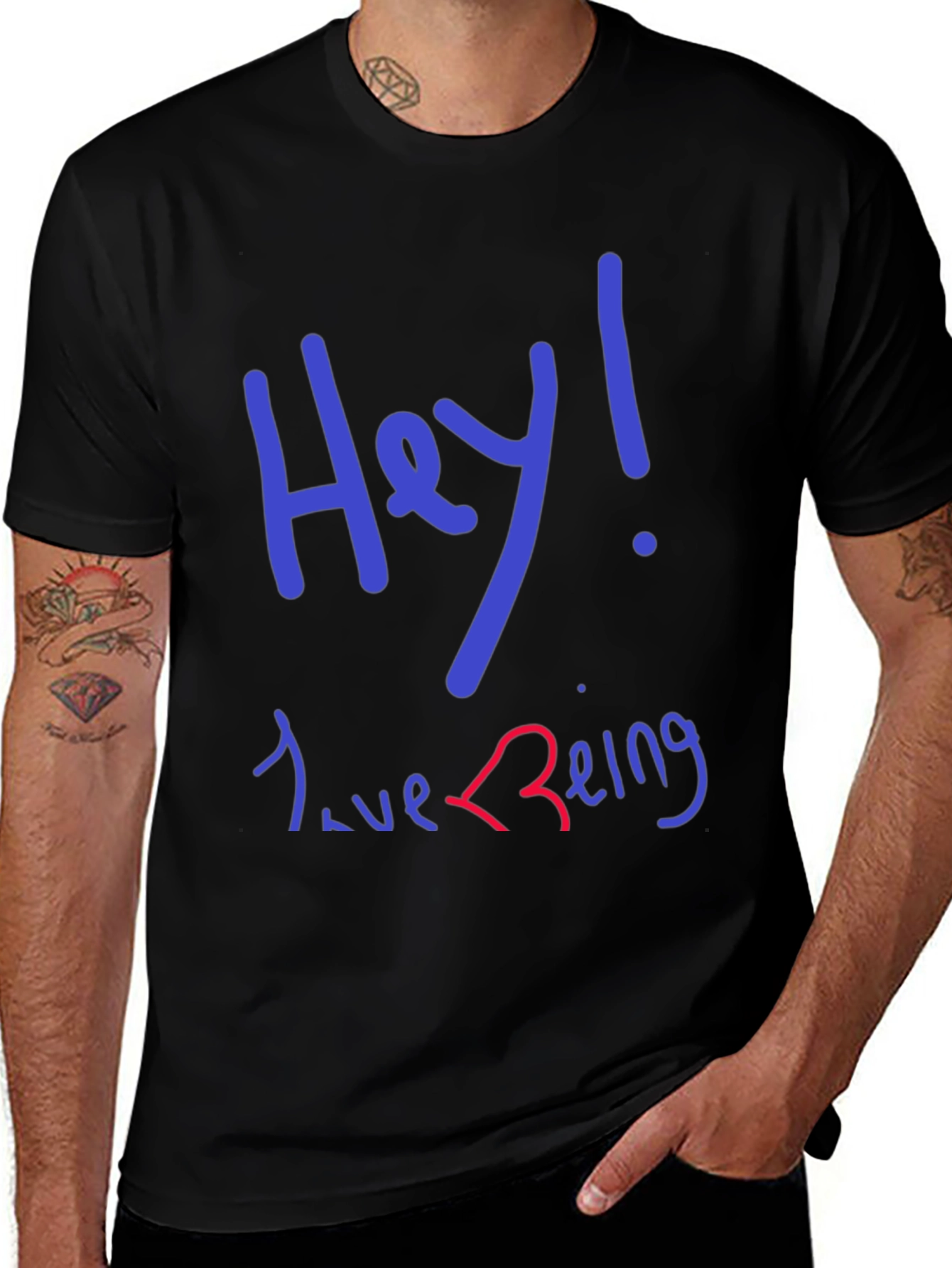 Hey! Love Being T-Shirt - Black Graphic Tee