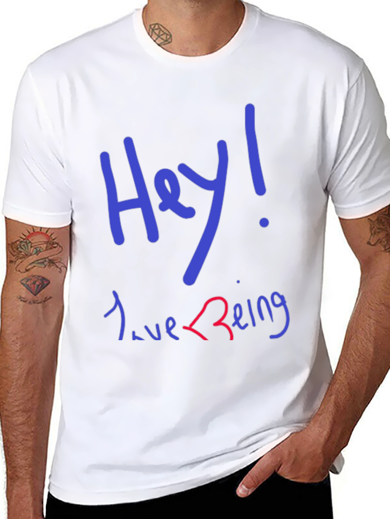 Hey! Love Being T-Shirt - Black Graphic Tee