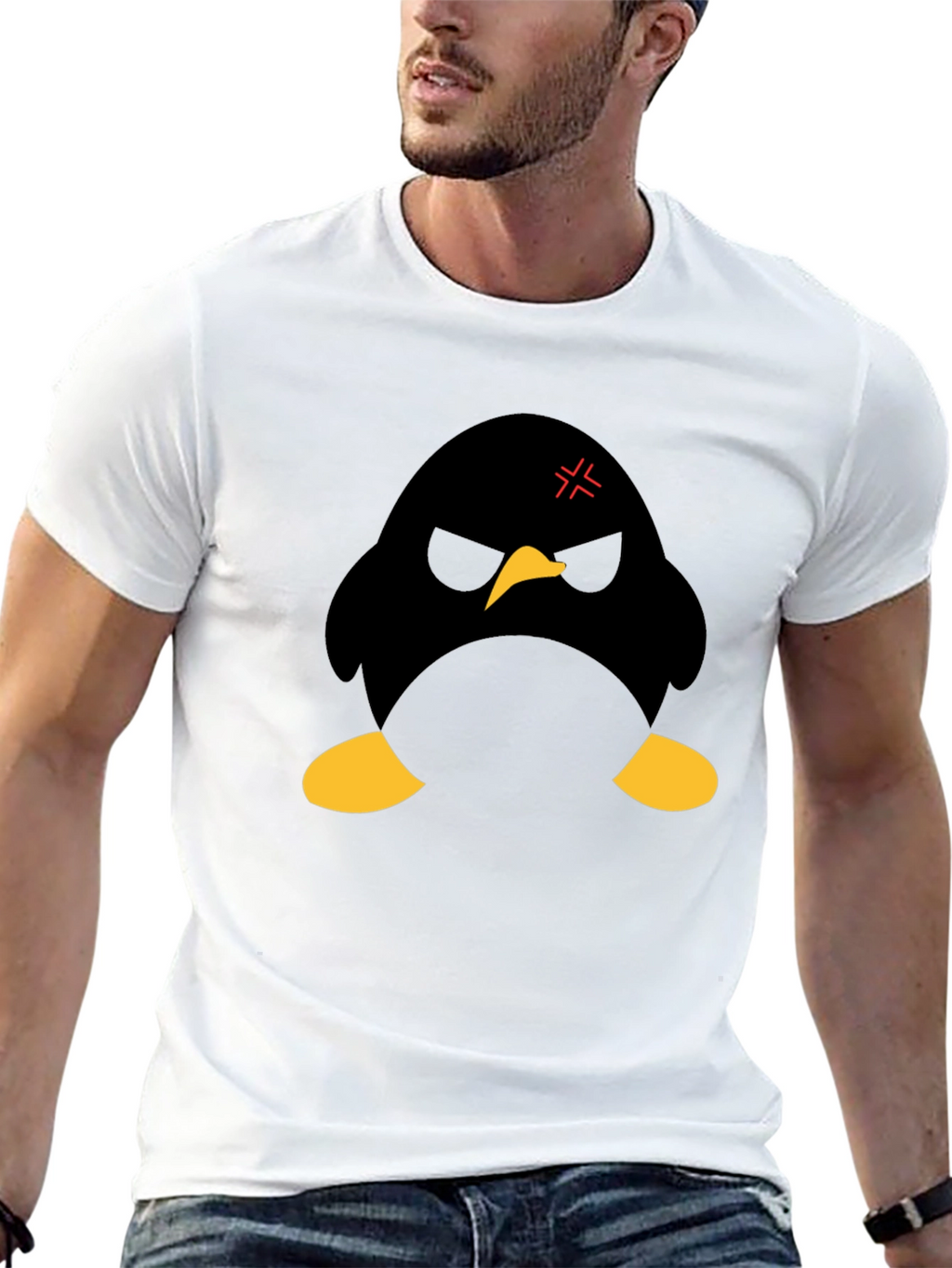 Angry Penguin Graphic Black T-Shirt