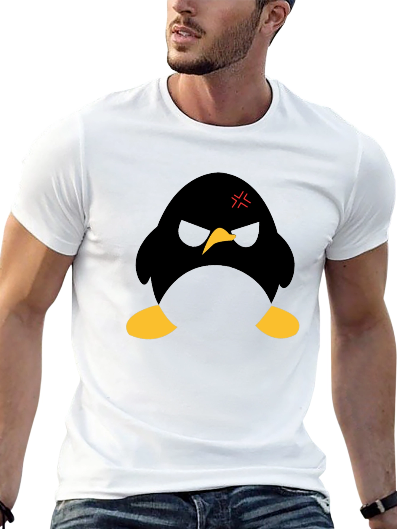 Angry Penguin Graphic Black T-Shirt