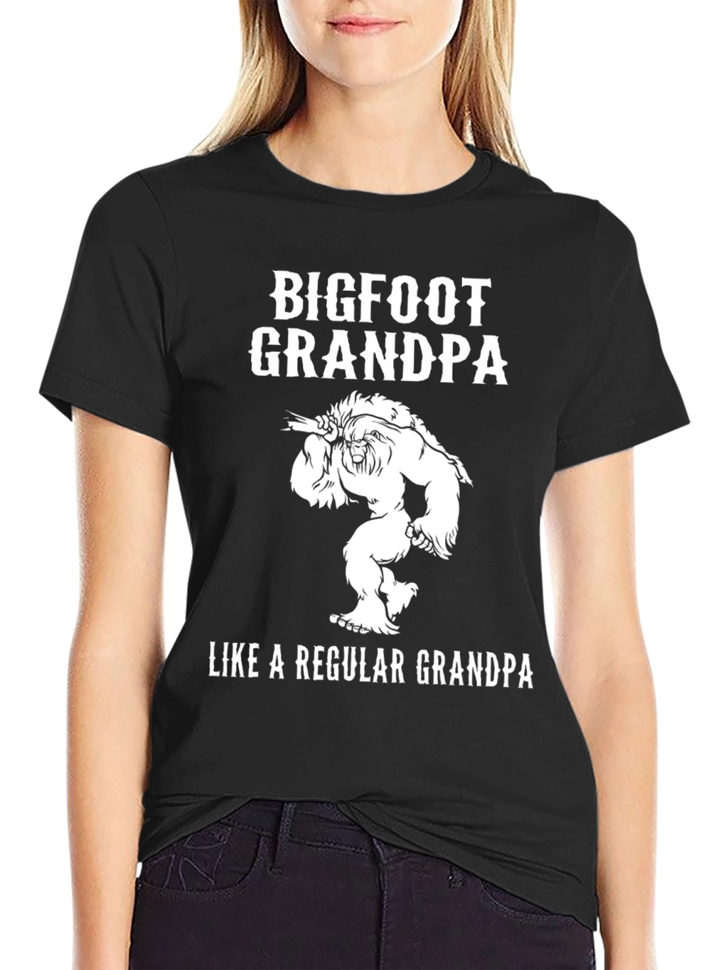 Bigfoot Grandpa Black Graphic T-Shirt