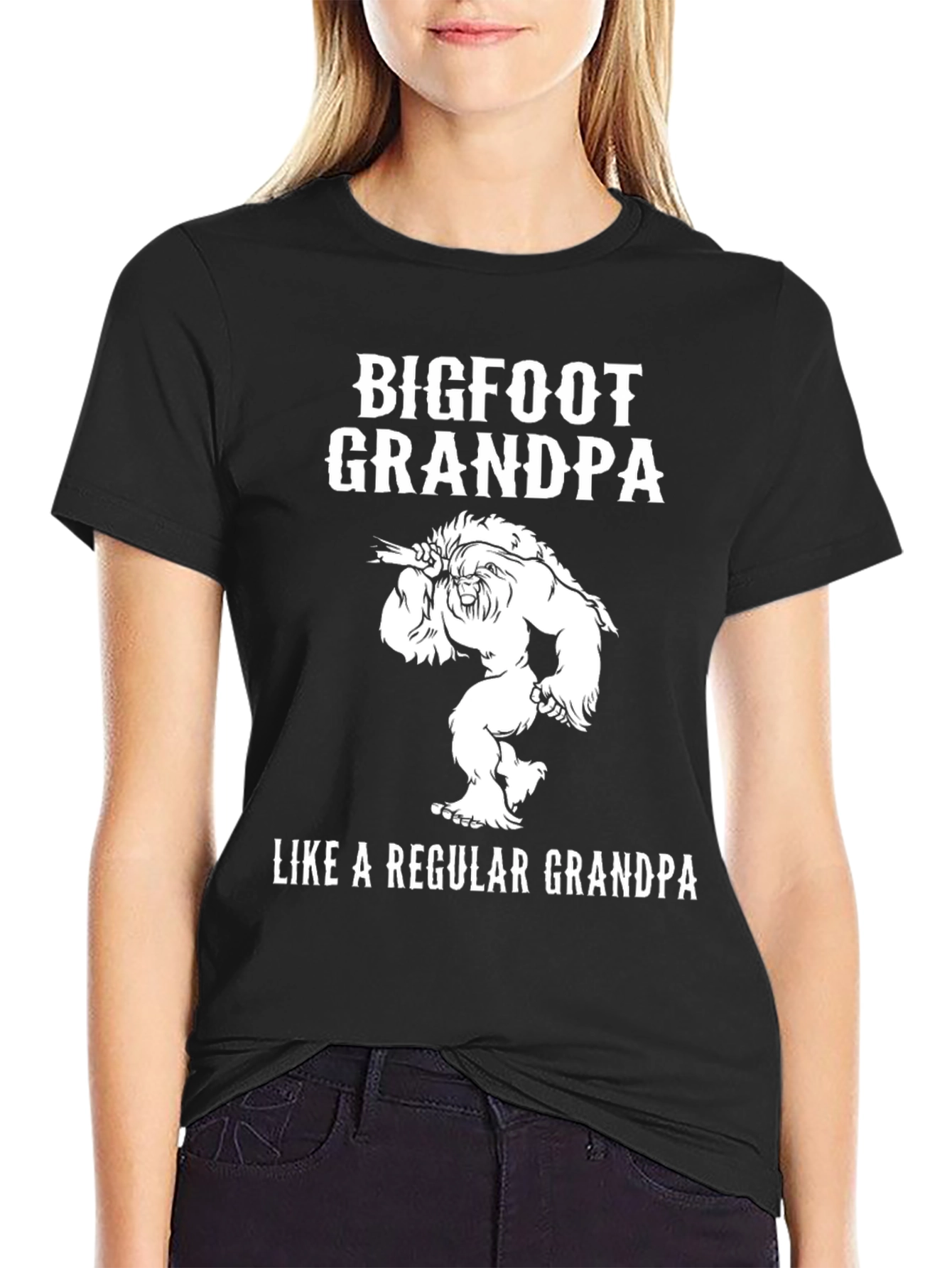 Bigfoot Grandpa Black Graphic T-Shirt
