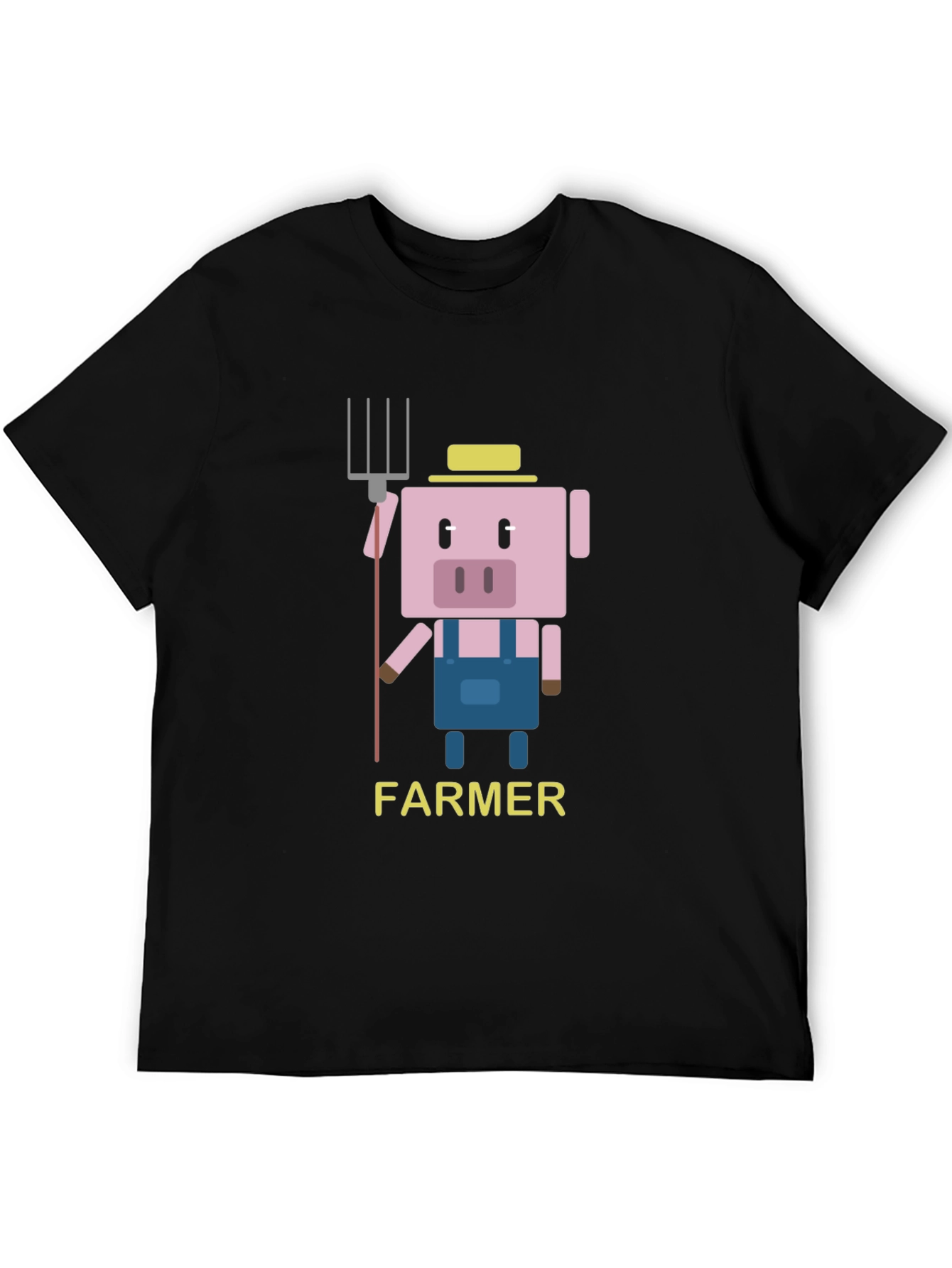 Farmer Pig Graphic T-Shirt - Fun Cartoon Design