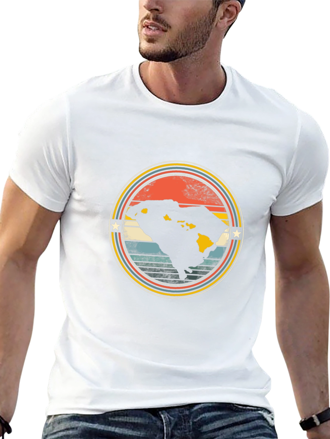 Retro Hawaii Graphic T-Shirt - Black