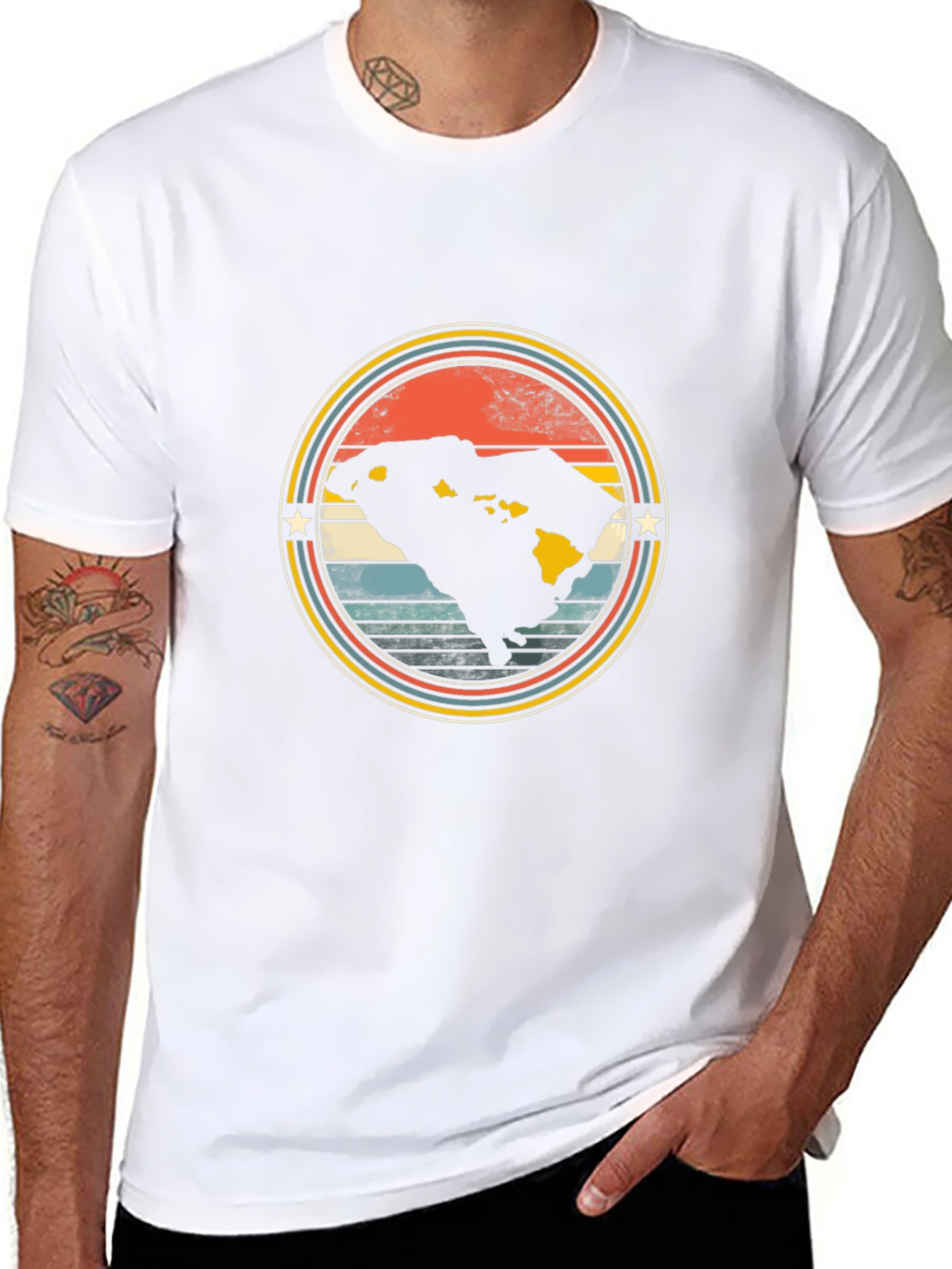 Retro Hawaii Graphic T-Shirt - Black