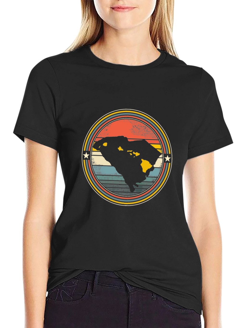Retro Hawaii Graphic T-Shirt - Black