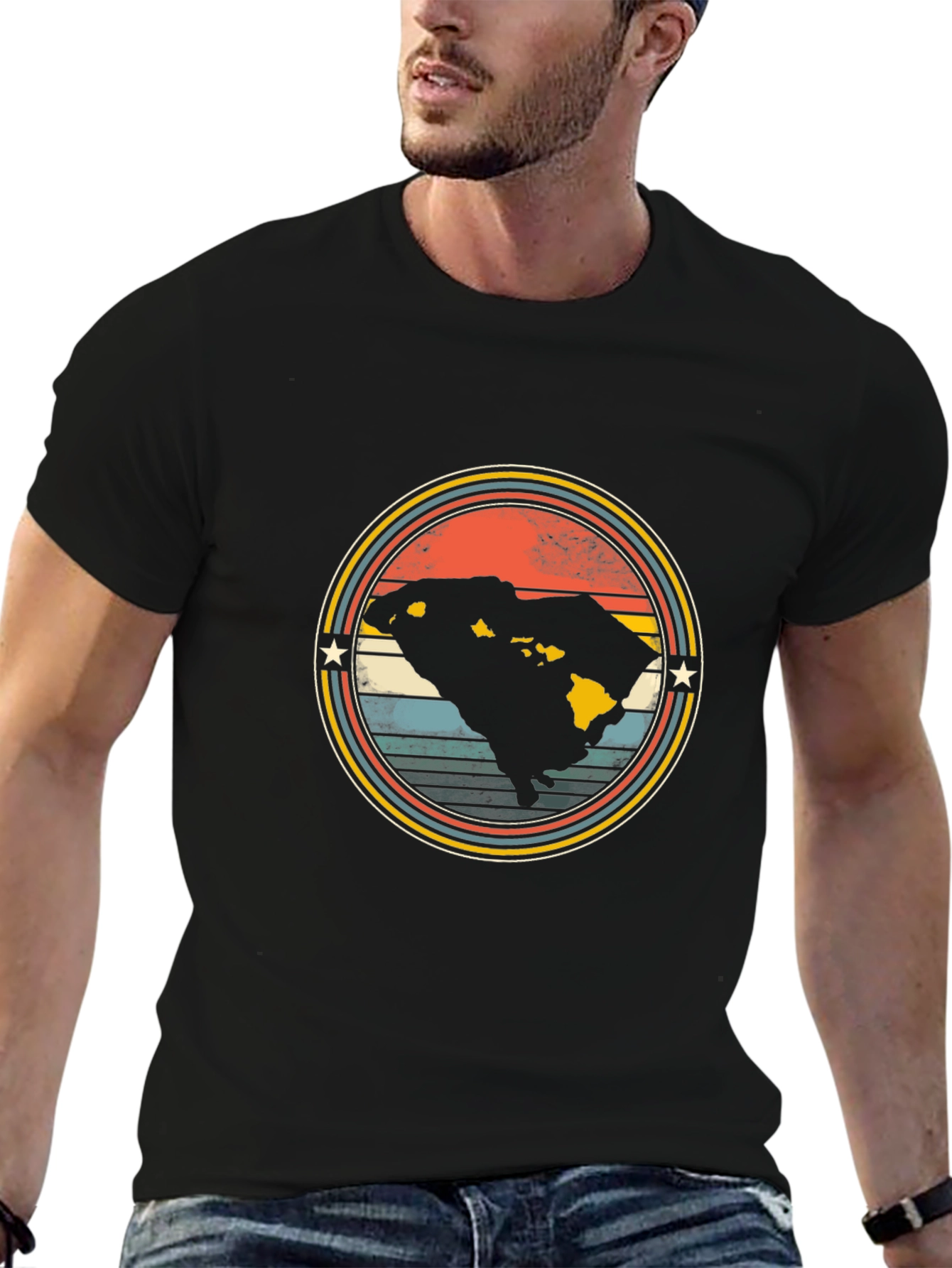 Retro Hawaii Graphic T-Shirt - Black