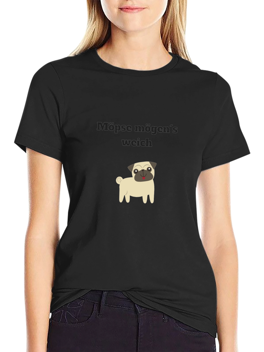 Pug Lovers Black T-Shirt: Möpse mögens weich