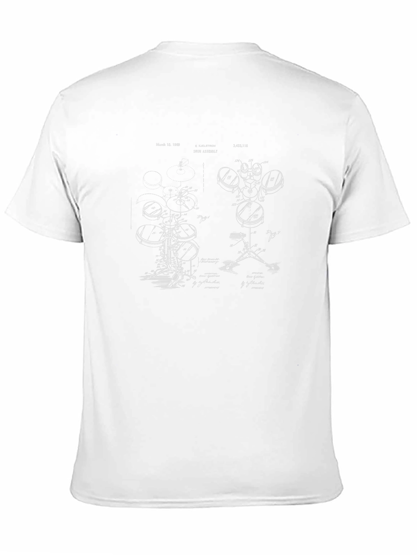 Drum Set Blueprint Black T-Shirt