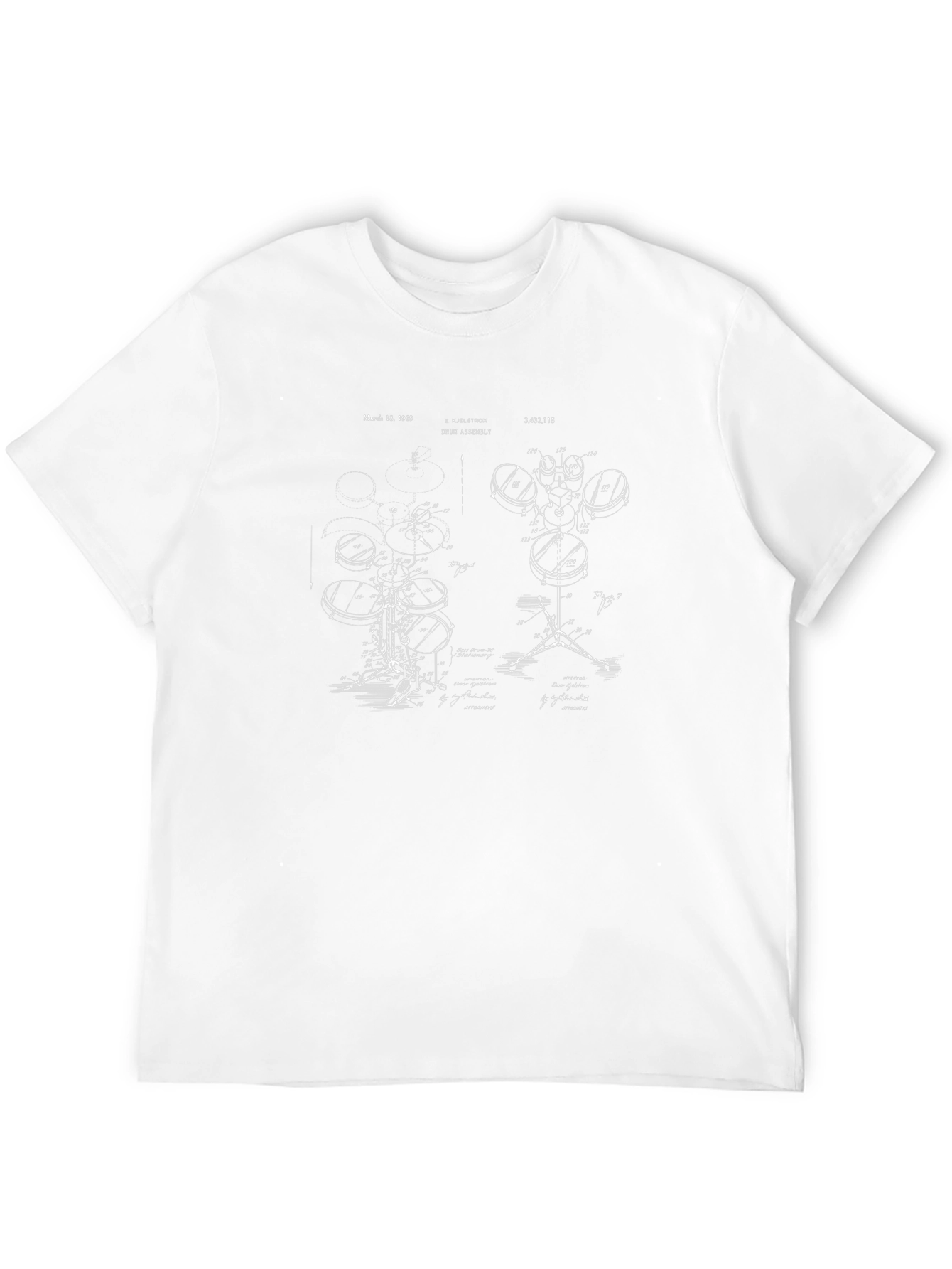 Drum Set Blueprint Black T-Shirt
