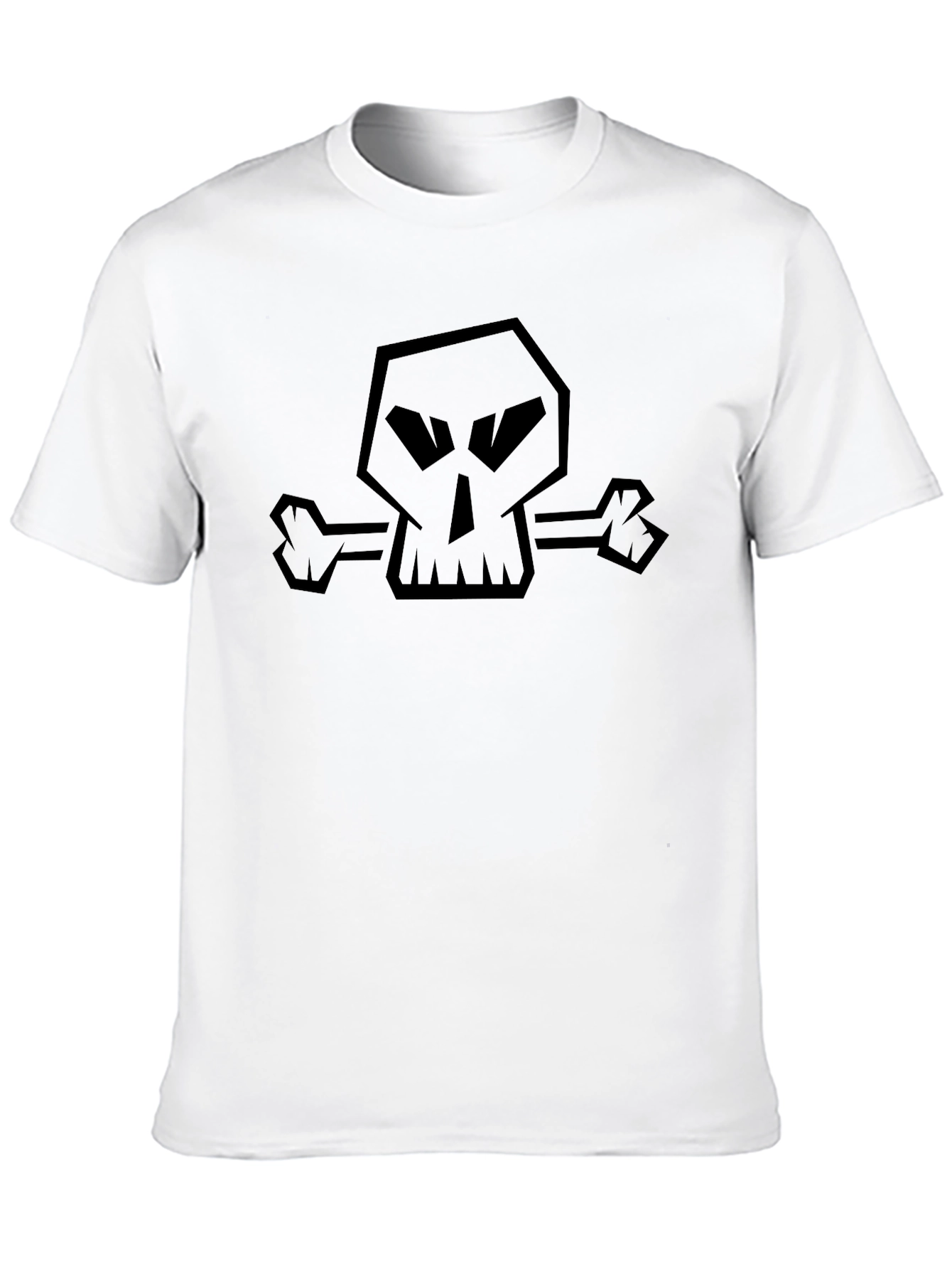Edgy Skull & Crossbones Graphic Black T-Shirt