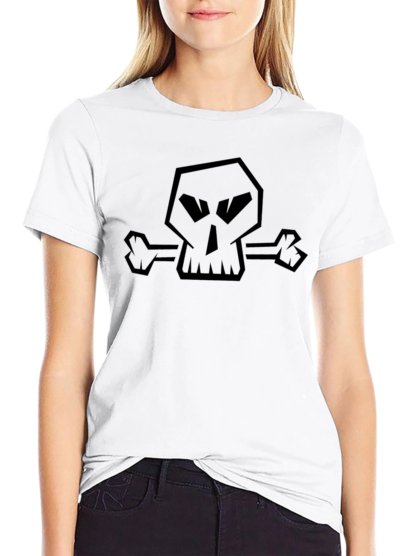 Edgy Skull & Crossbones Graphic Black T-Shirt